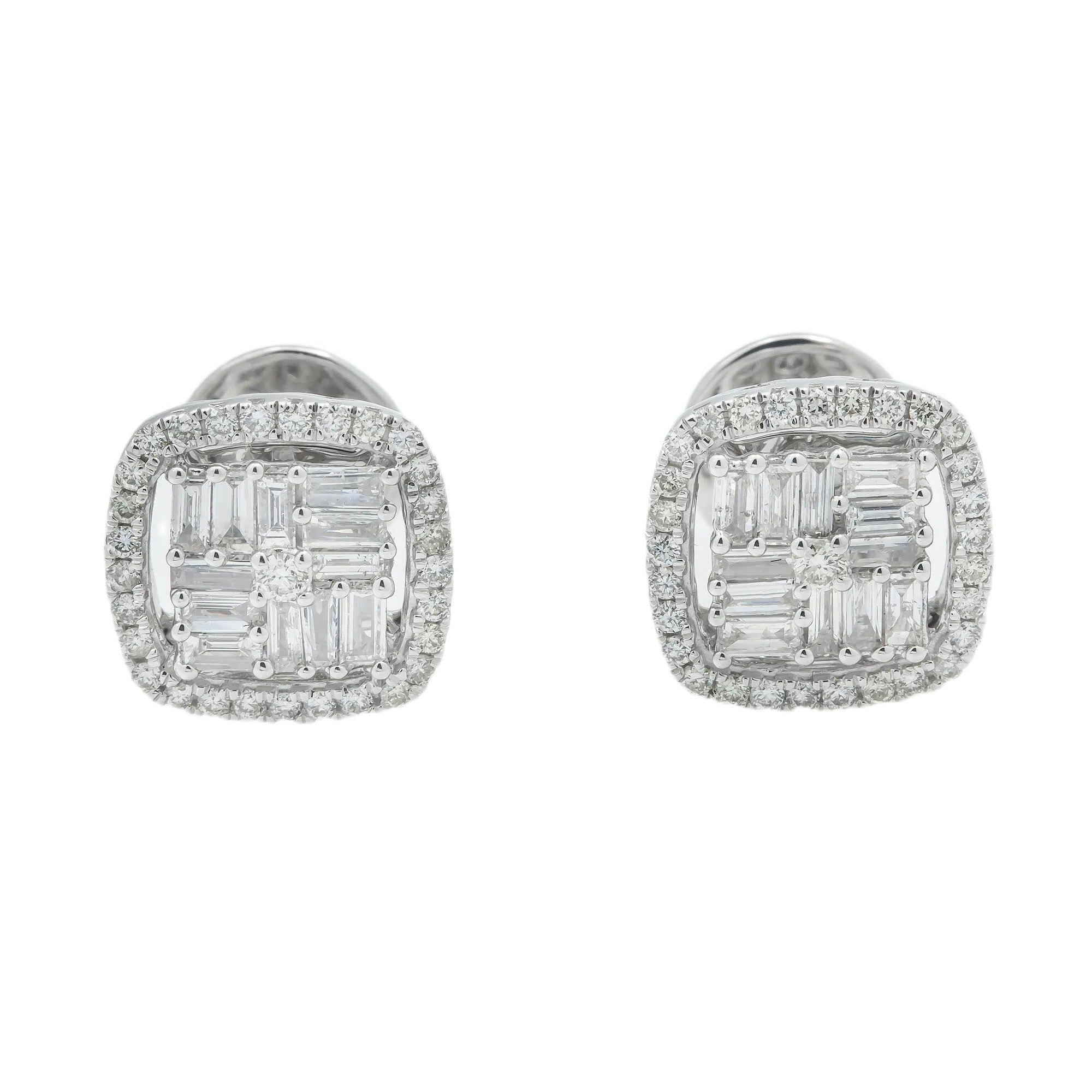 14K GOLD BAGUETTE DIAMOND EARRINGS 0.84 CTW