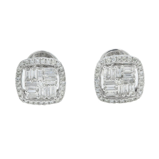 14K GOLD BAGUETTE DIAMOND EARRINGS 0.84 CTW