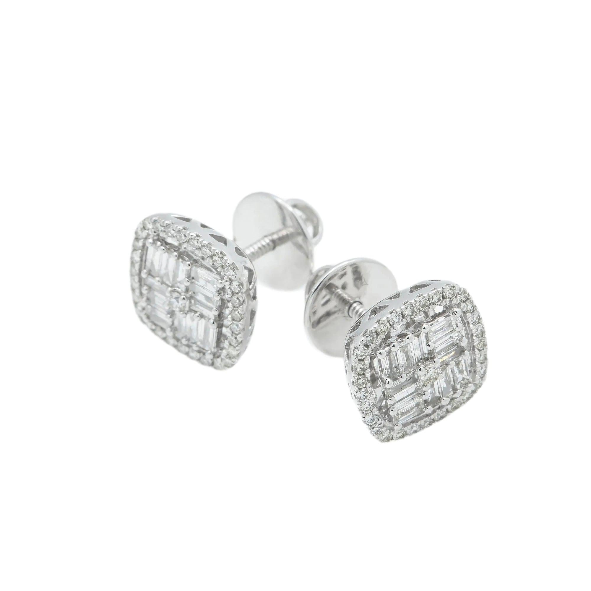 14K GOLD BAGUETTE DIAMOND EARRINGS 0.84 CTW