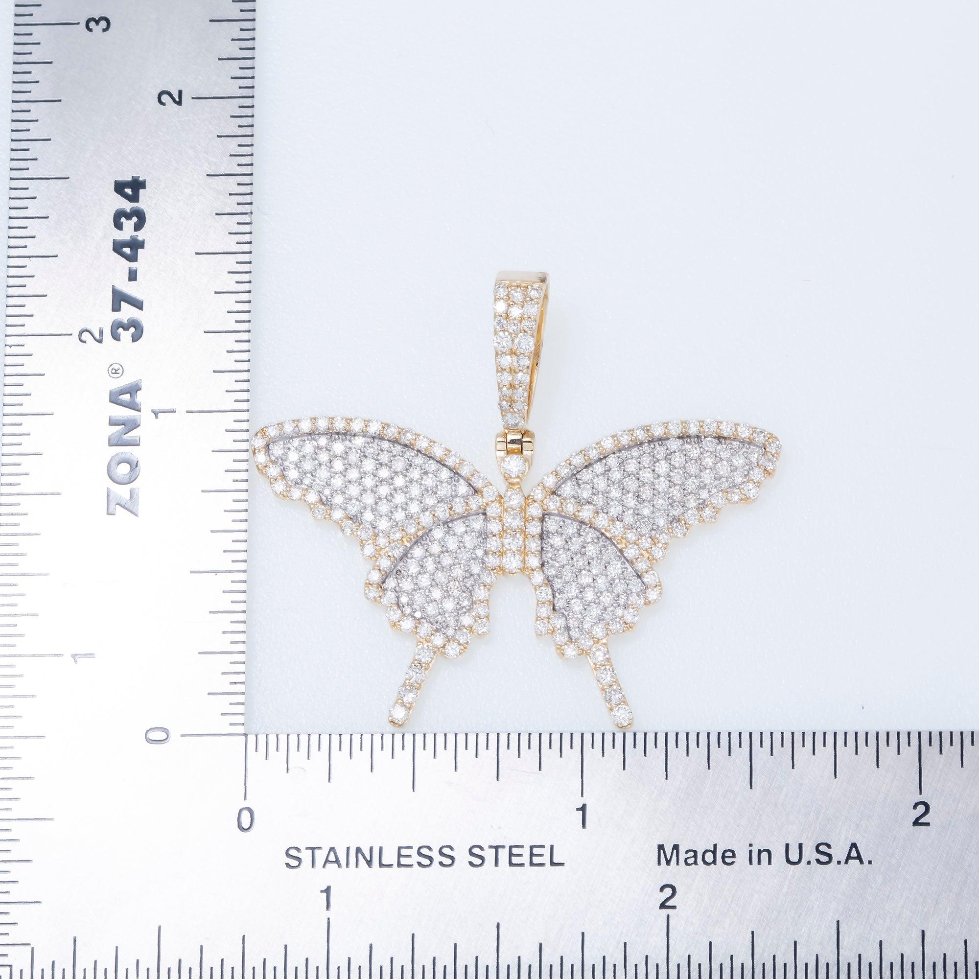10K GOLD DIAMOND BUTTERFLY PENDANT 2.15 CT