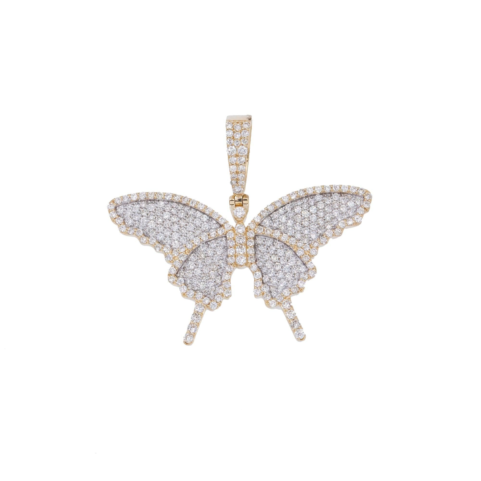 10K GOLD DIAMOND BUTTERFLY PENDANT 2.15 CT
