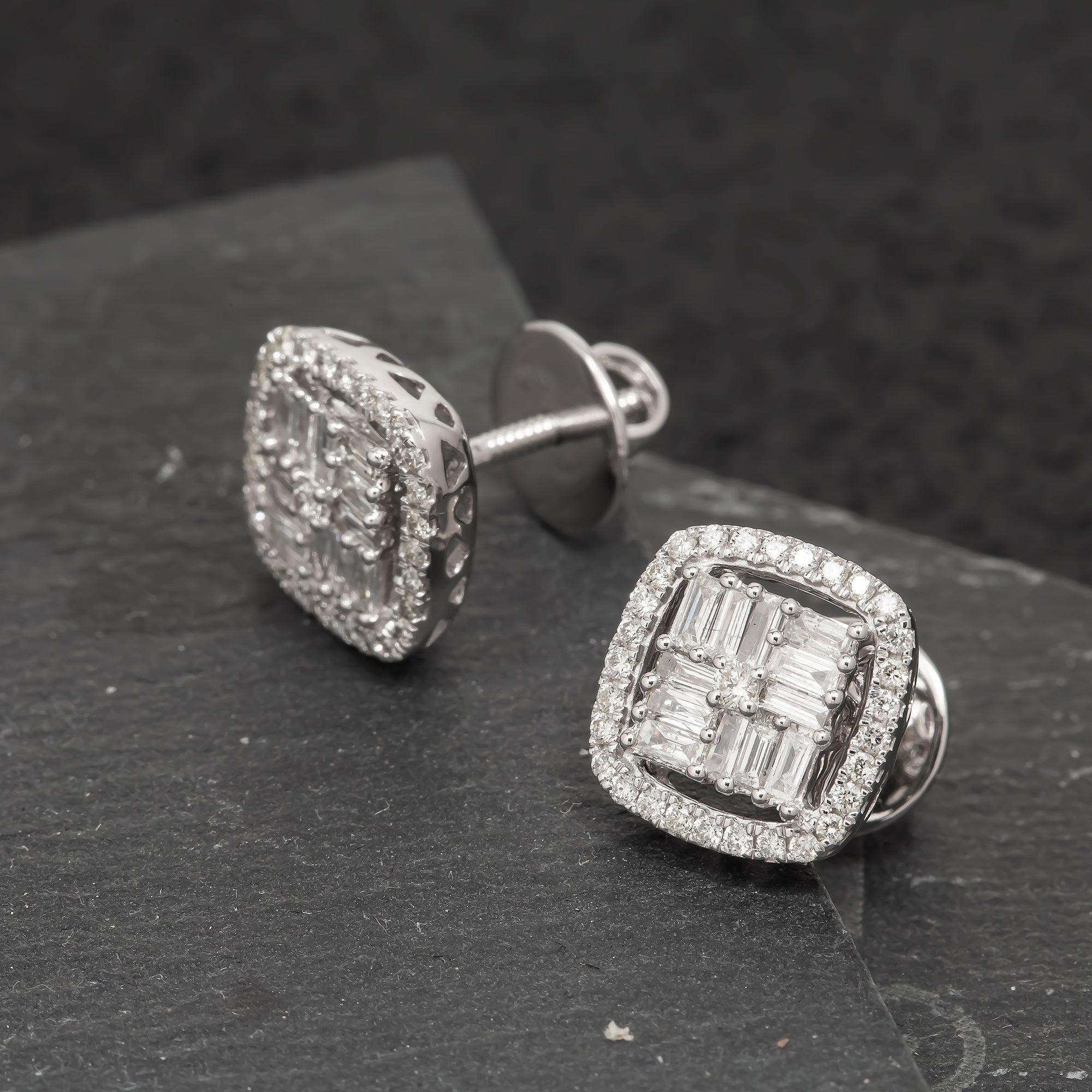 14K GOLD BAGUETTE DIAMOND EARRINGS 0.84 CTW