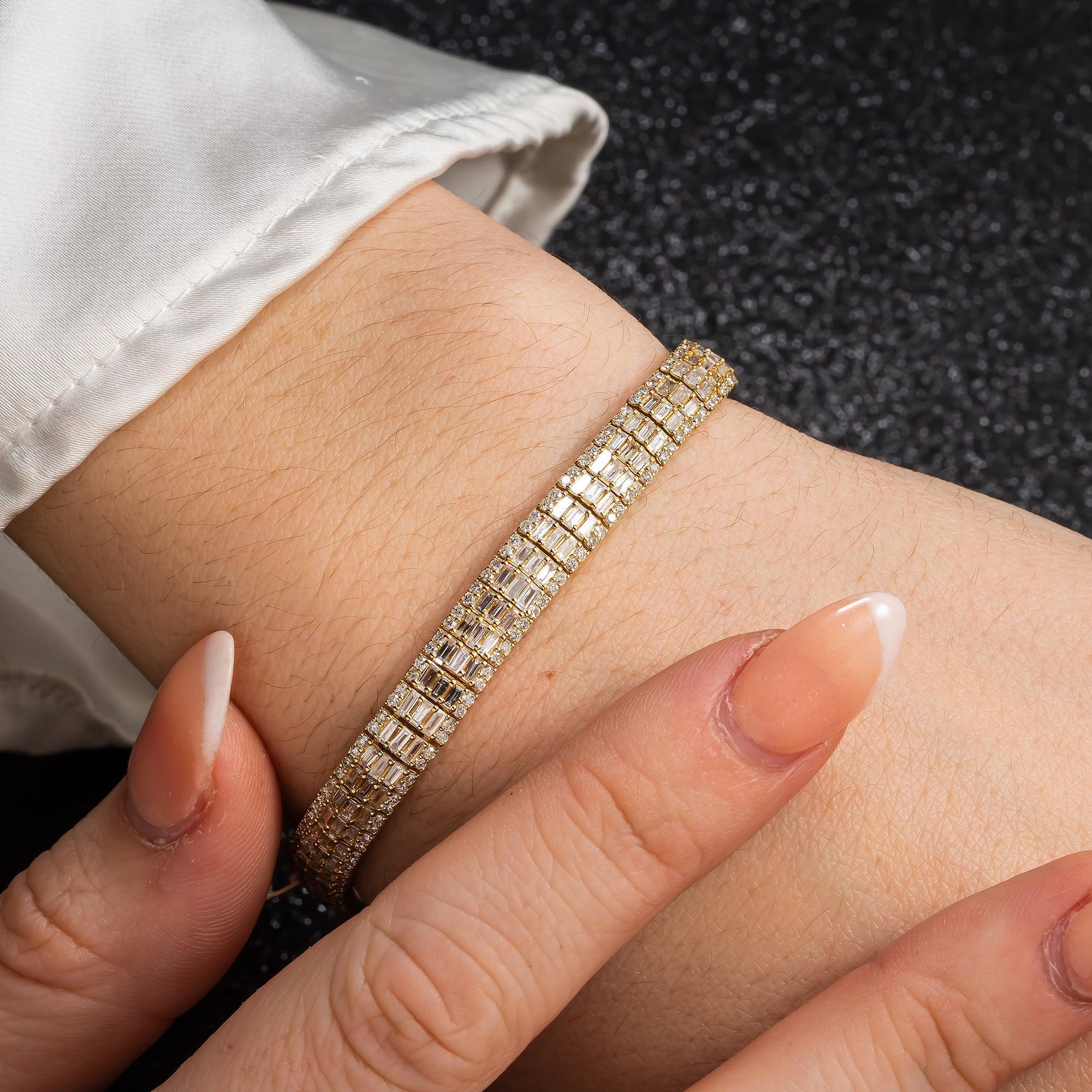 14K GOLD 8" BRACELET 5.46 CT DIAMONDS