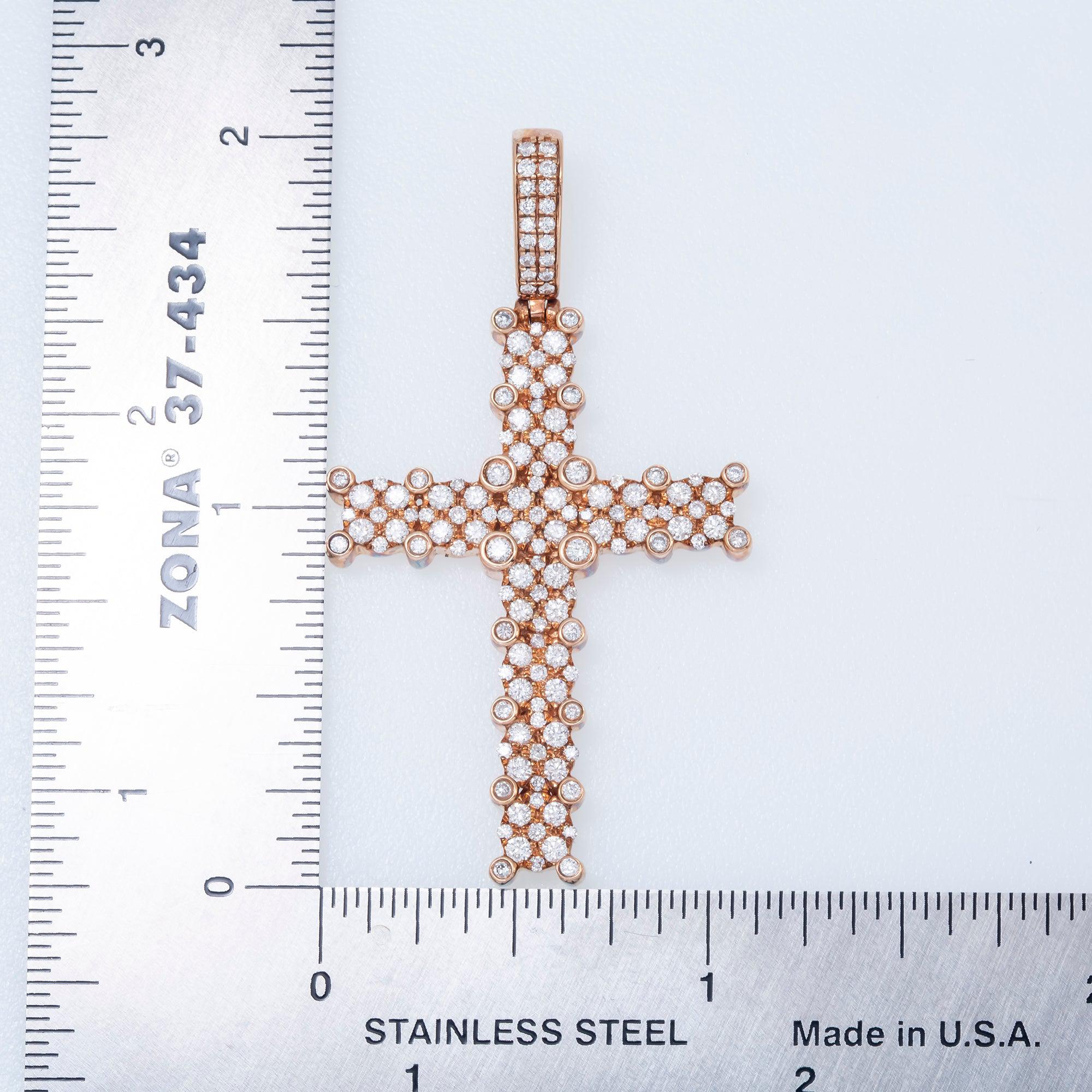 10K GOLD DIAMOND CLUSTER PRONG CROSS PENDANT 1.50 CT