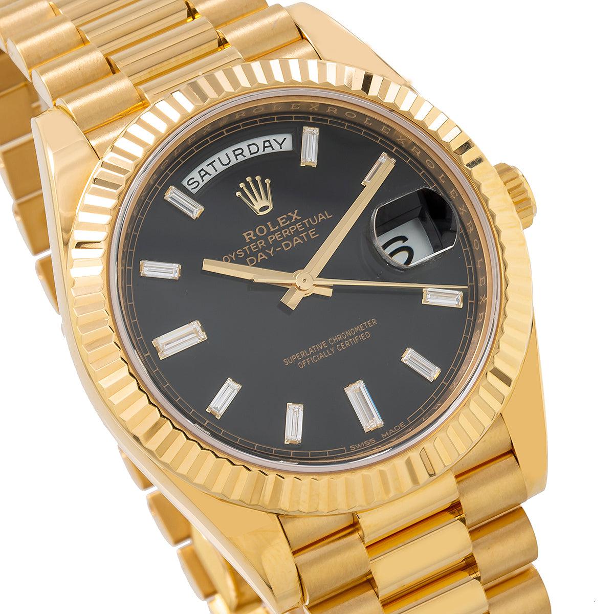 Rolex Day-Date 40 228238 40MM Black Diamond Dial With President Yellow Gold Bracelet