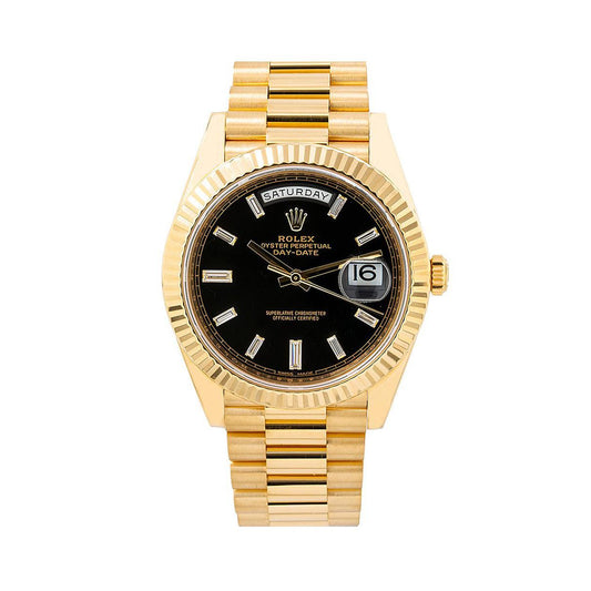 Rolex Day-Date 40 228238 40MM Black Diamond Dial With President Yellow Gold Bracelet
