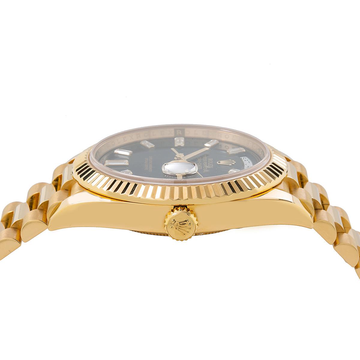 Rolex Day-Date 40 228238 40MM Black Diamond Dial With President Yellow Gold Bracelet