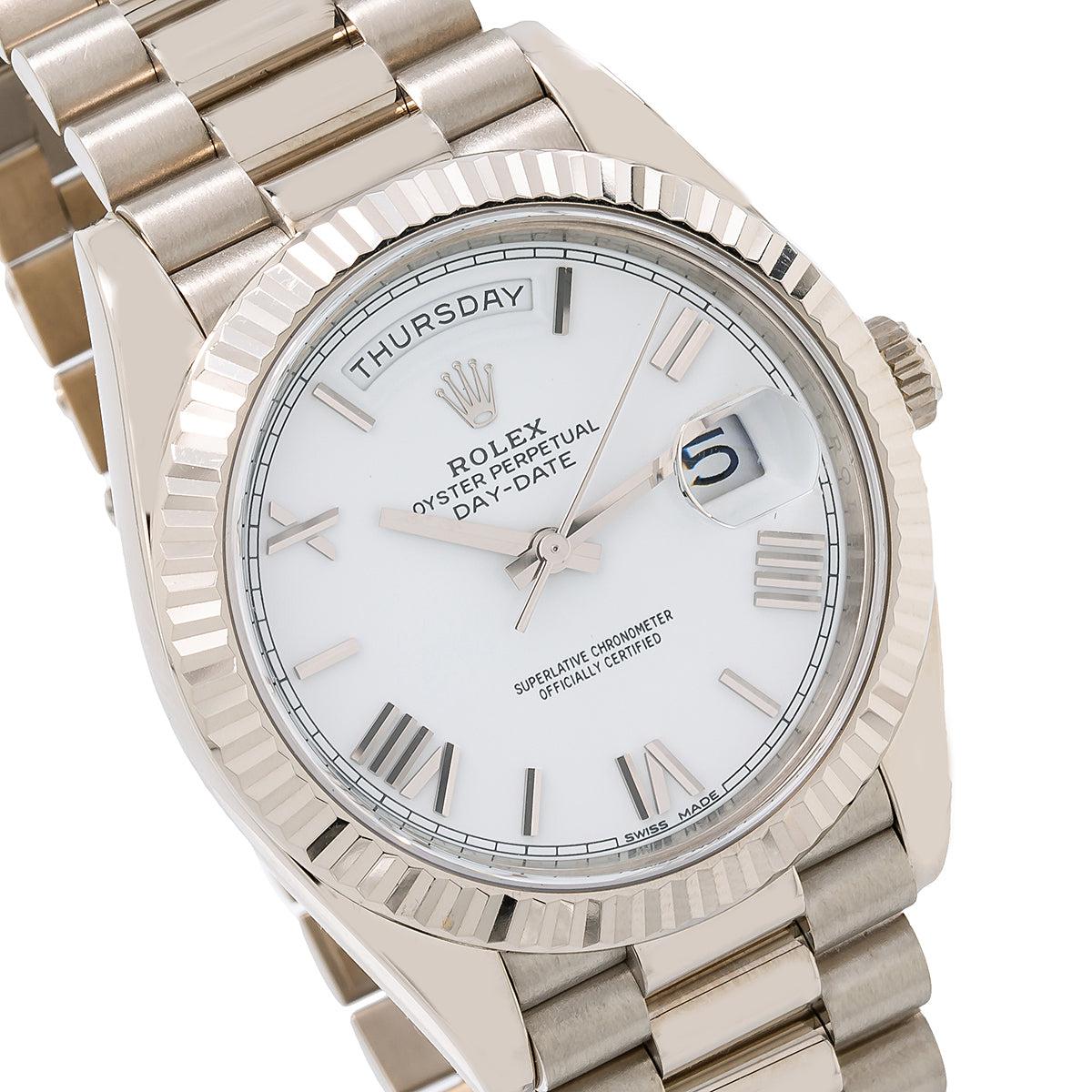 Rolex Day-Date 228239 40MM White Dial With President White Gold Bracelet