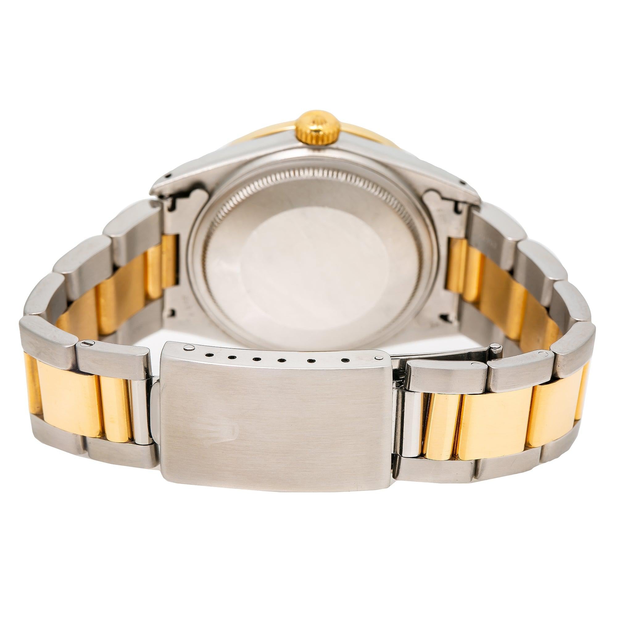 ROLEX DATEJUST 16013 36MM SILVER DIAMOND DIAL WITH TWO TONE OYSTER BRACELET