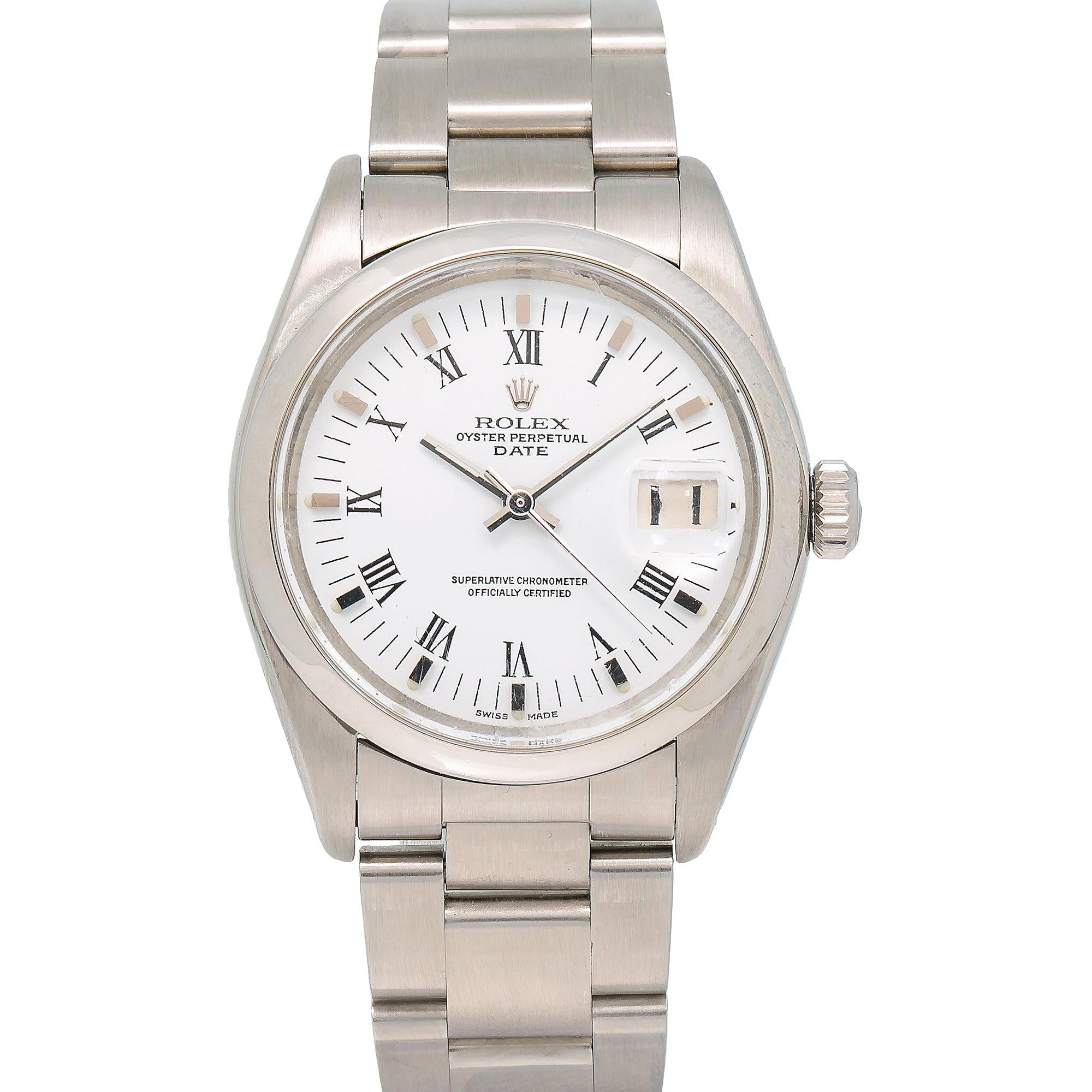 Rolex Oyster Perpetual Date 1500 White Dial With Stainless Steel Bracelet