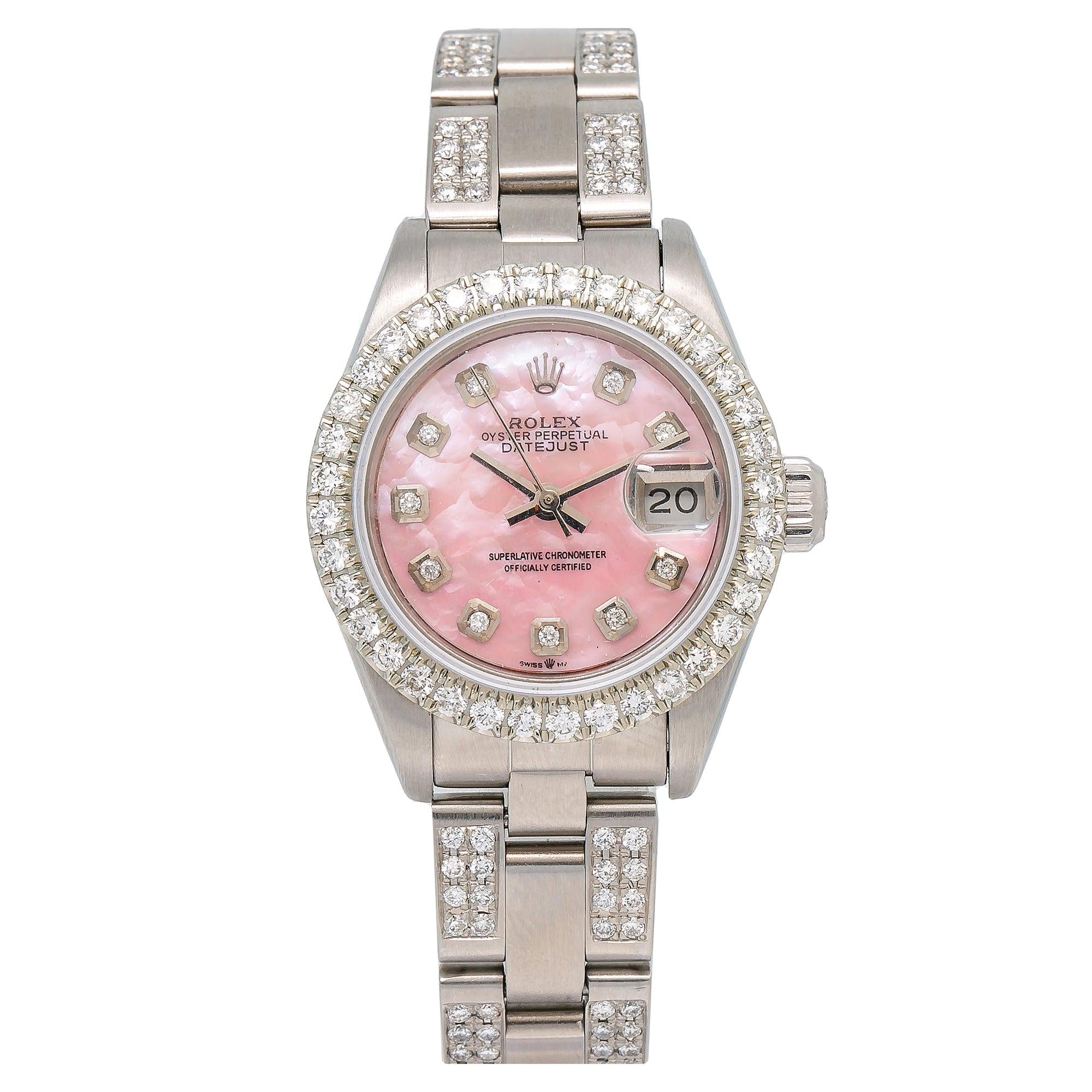 Rolex Datejust 26MM Pink MOP Diamond Dial With Stainless Steel Bracelet