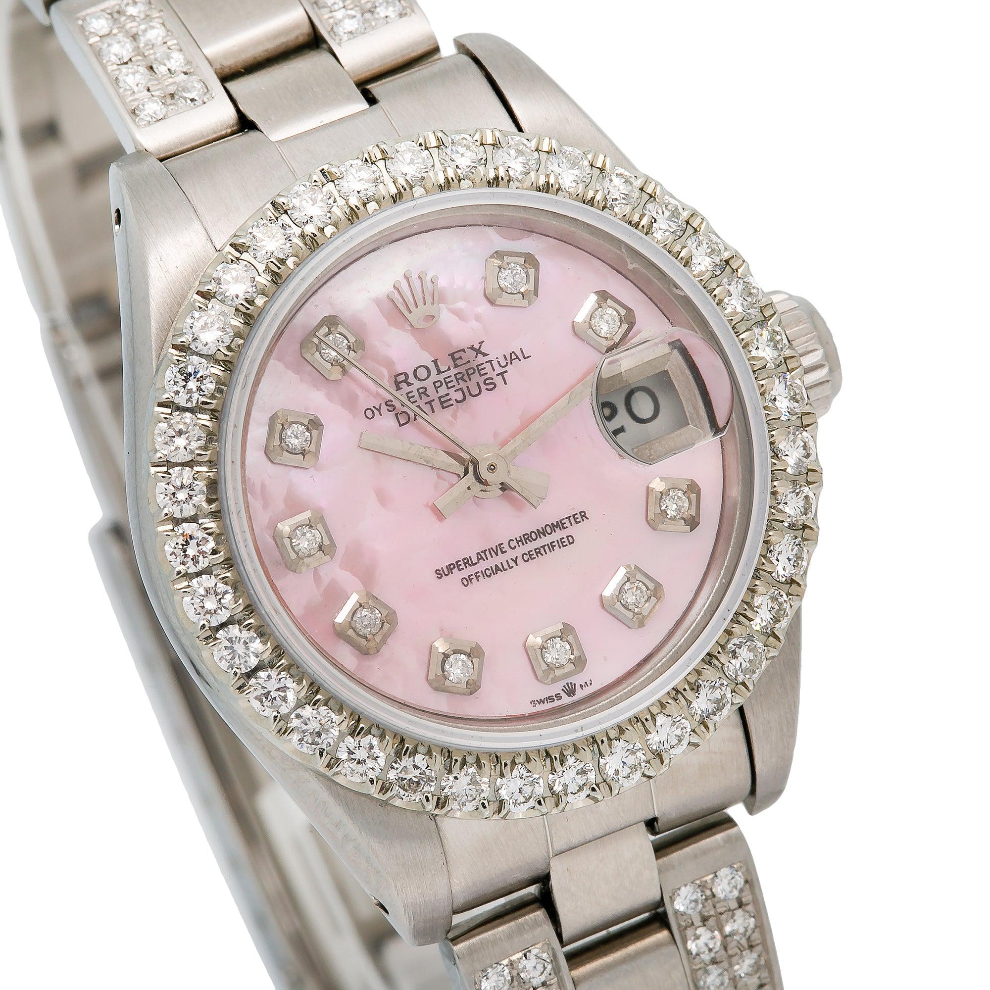 Rolex Datejust 26MM Pink MOP Diamond Dial With Stainless Steel Bracelet