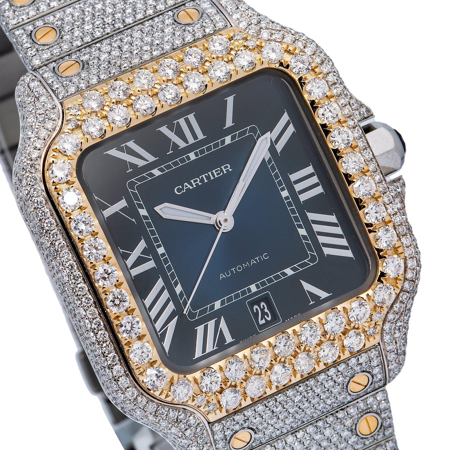 Cartier Santos WSSA0030 40MM Blue Dial With 17.95 CT Diamonds