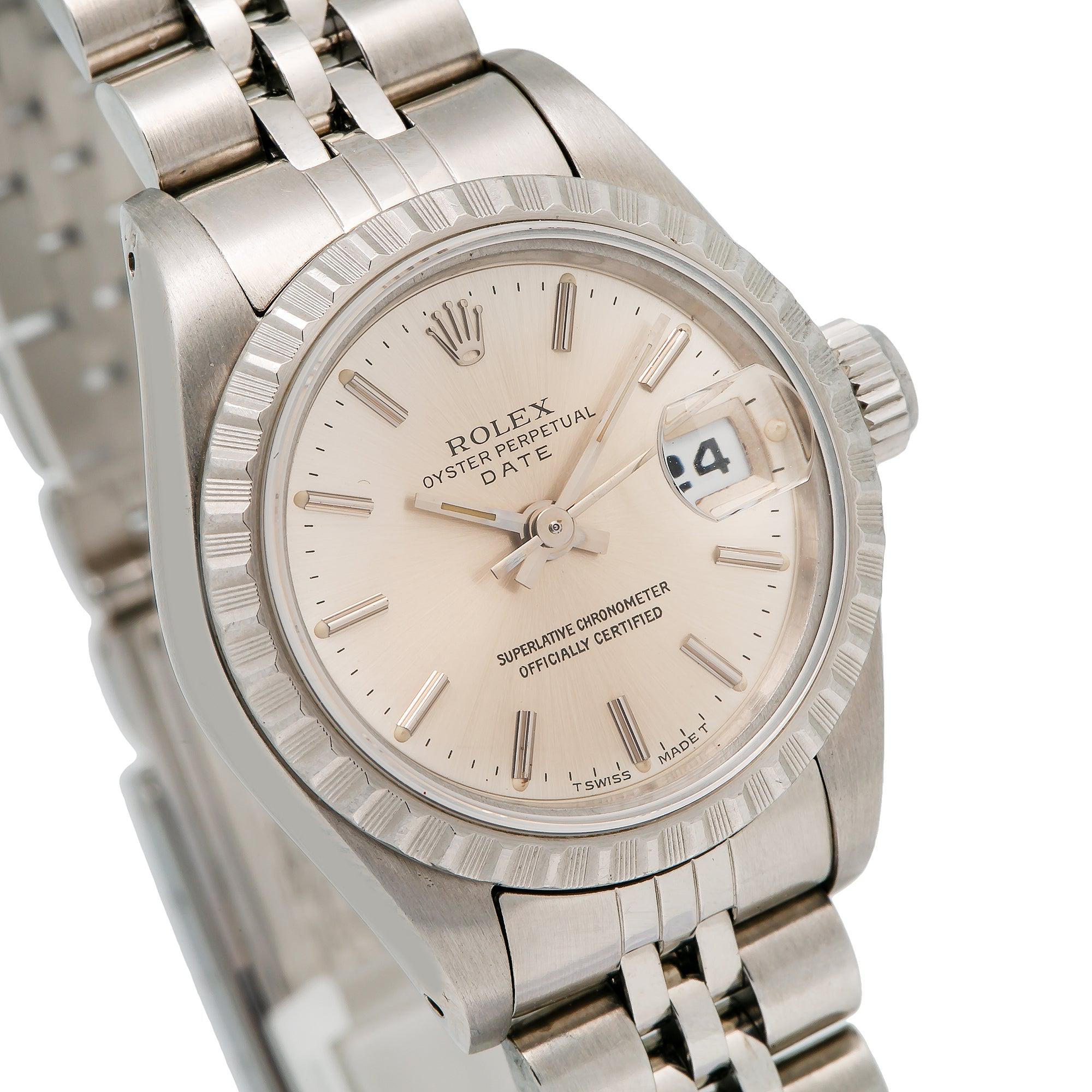 Rolex Date 26MM Silver Stick Dial With Stainless Steel Jubilee Bracelet