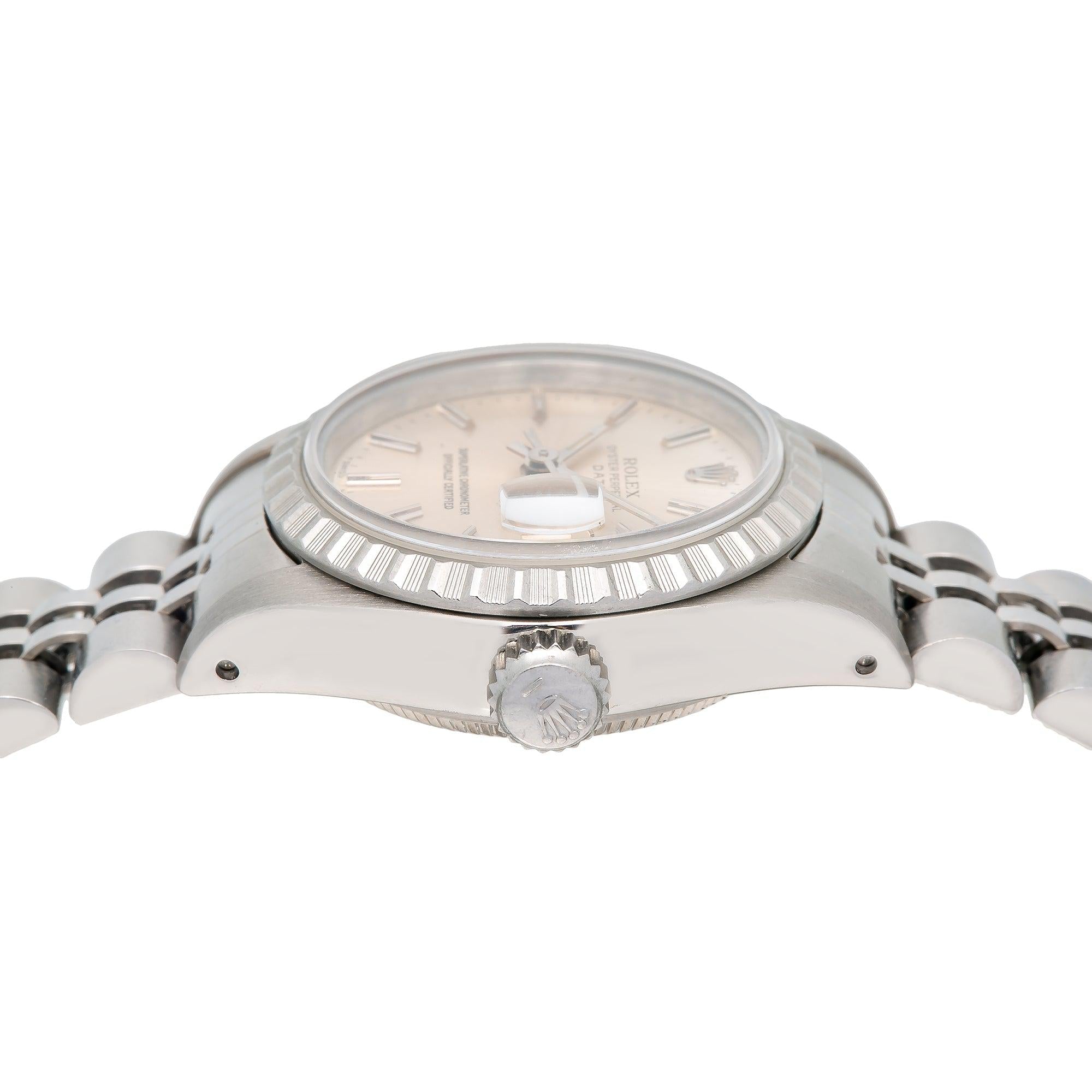 Rolex Date 26MM Silver Stick Dial With Stainless Steel Jubilee Bracelet