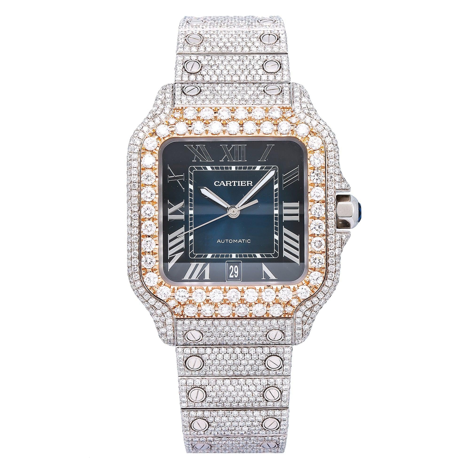 Cartier Santos WSSA0030 40MM Blue Dial With 17.95 CT Diamonds