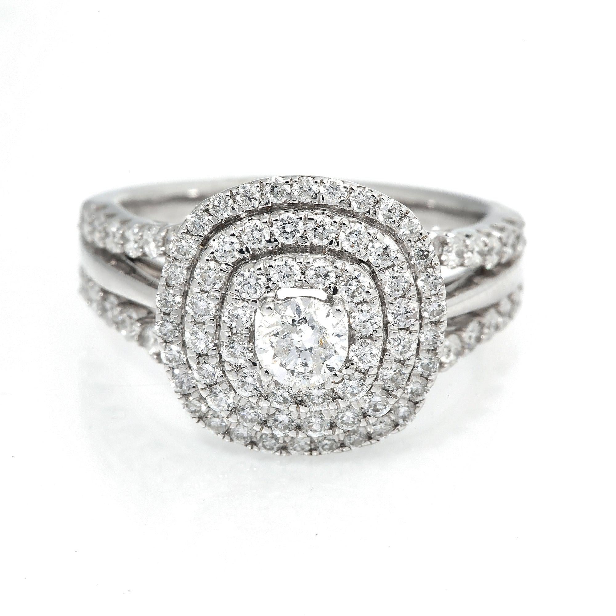 14K White Gold Ladies Fancy Engagement Ring with 1.90 CT Diamonds