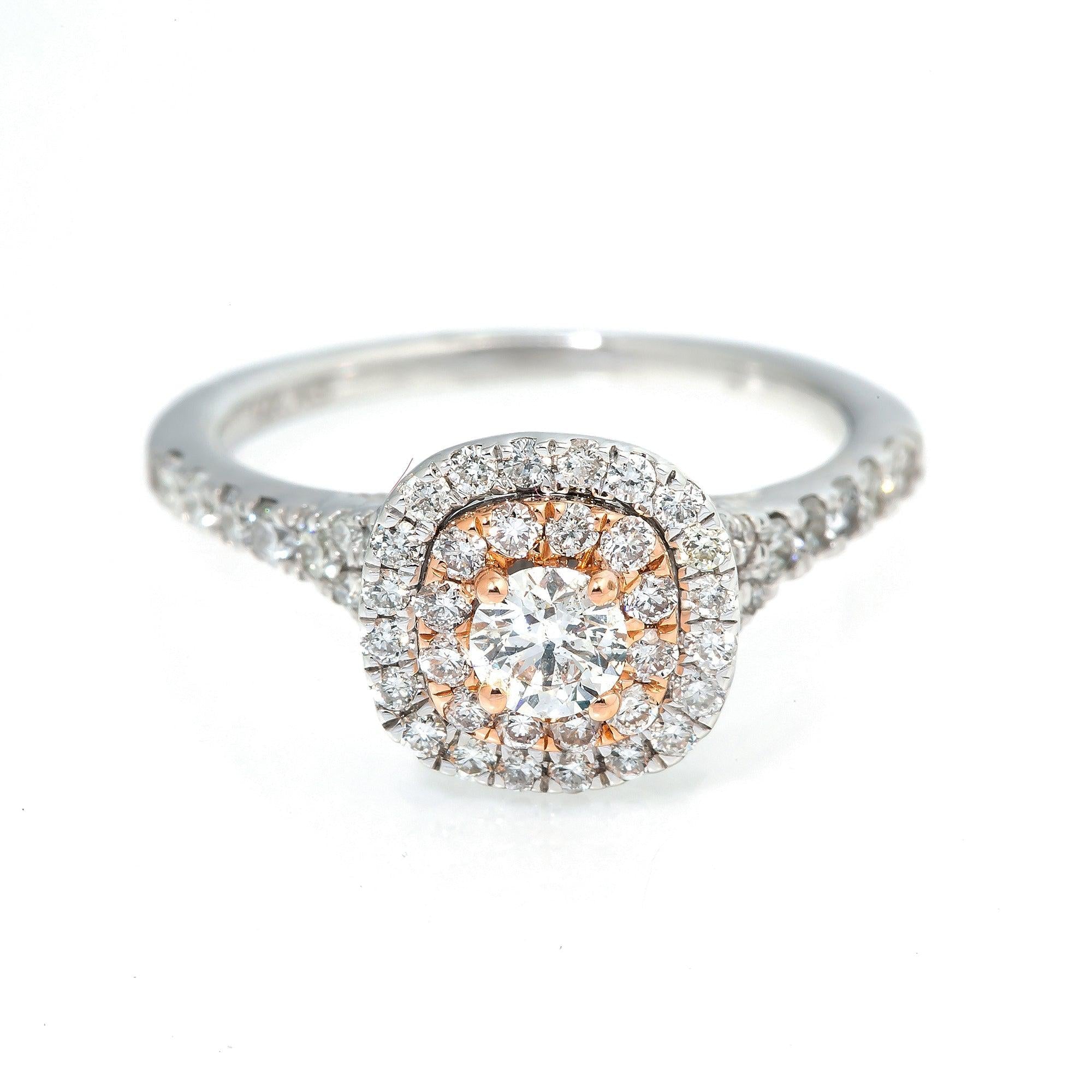14K White Gold Engagement Ladies Two Tone Ring with 0.75CT Diamonds