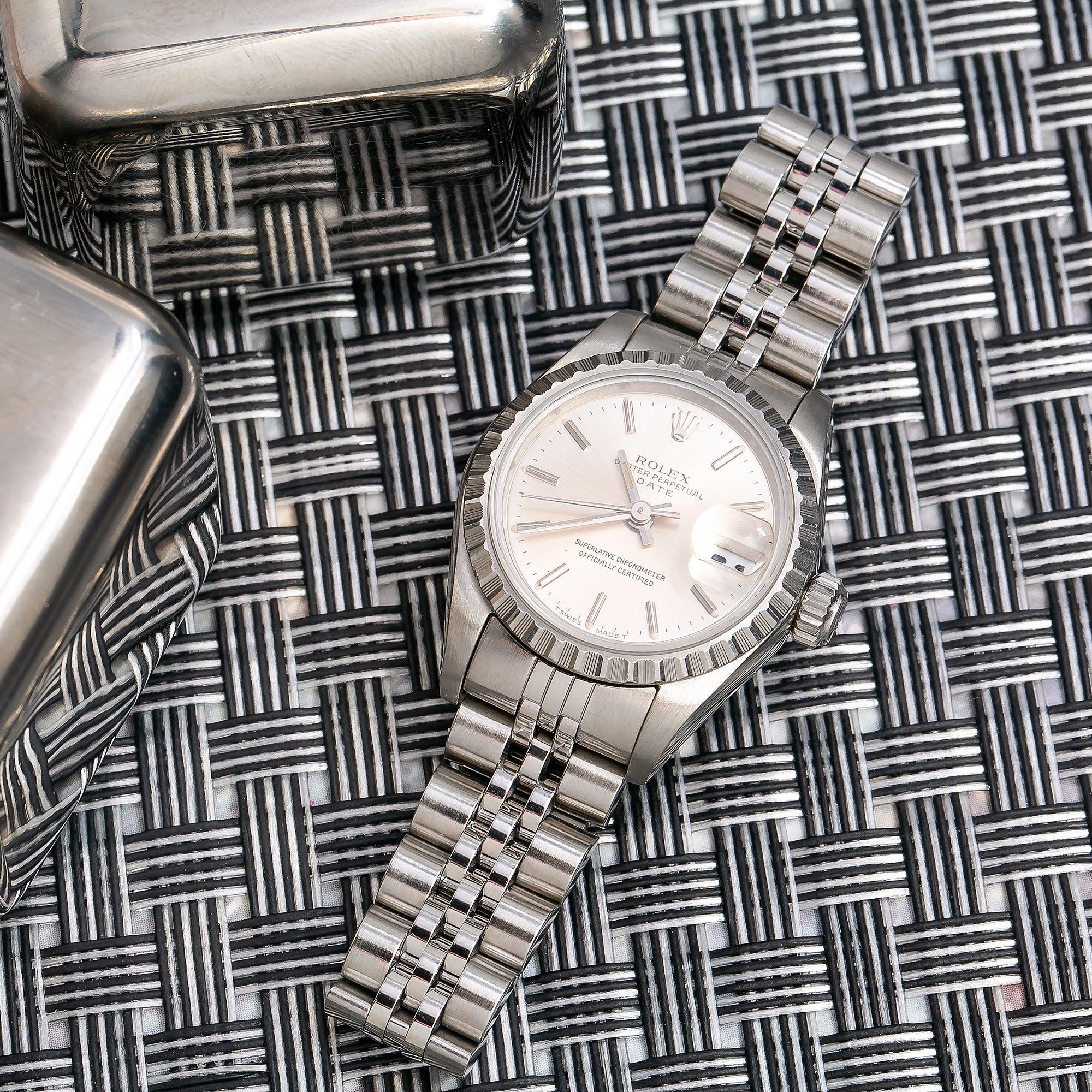 Rolex Date 26MM Silver Stick Dial With Stainless Steel Jubilee Bracelet