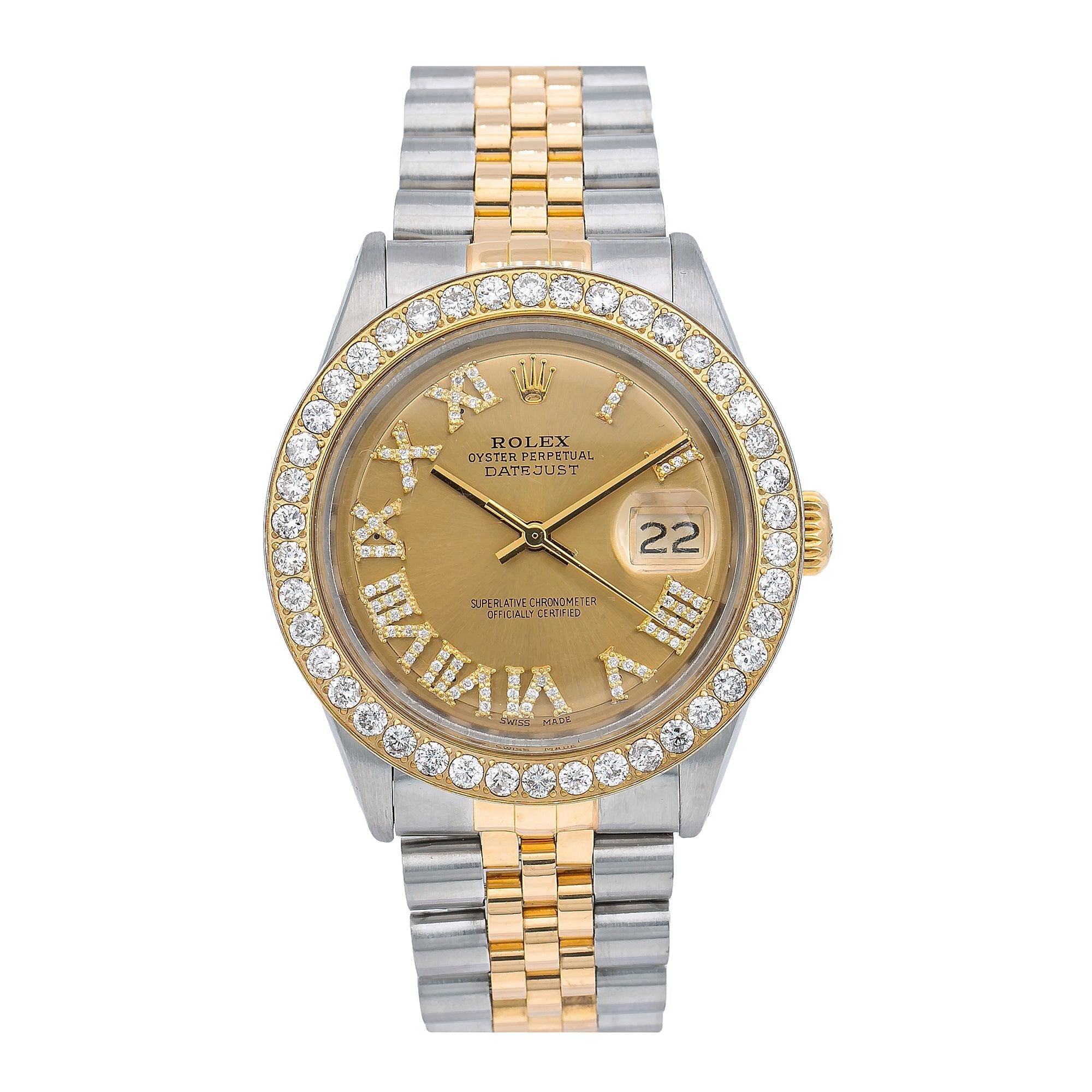 Rolex Datejust 1601 36MM Champagne Diamond Dial With Two Tone Jubilee Bracelet