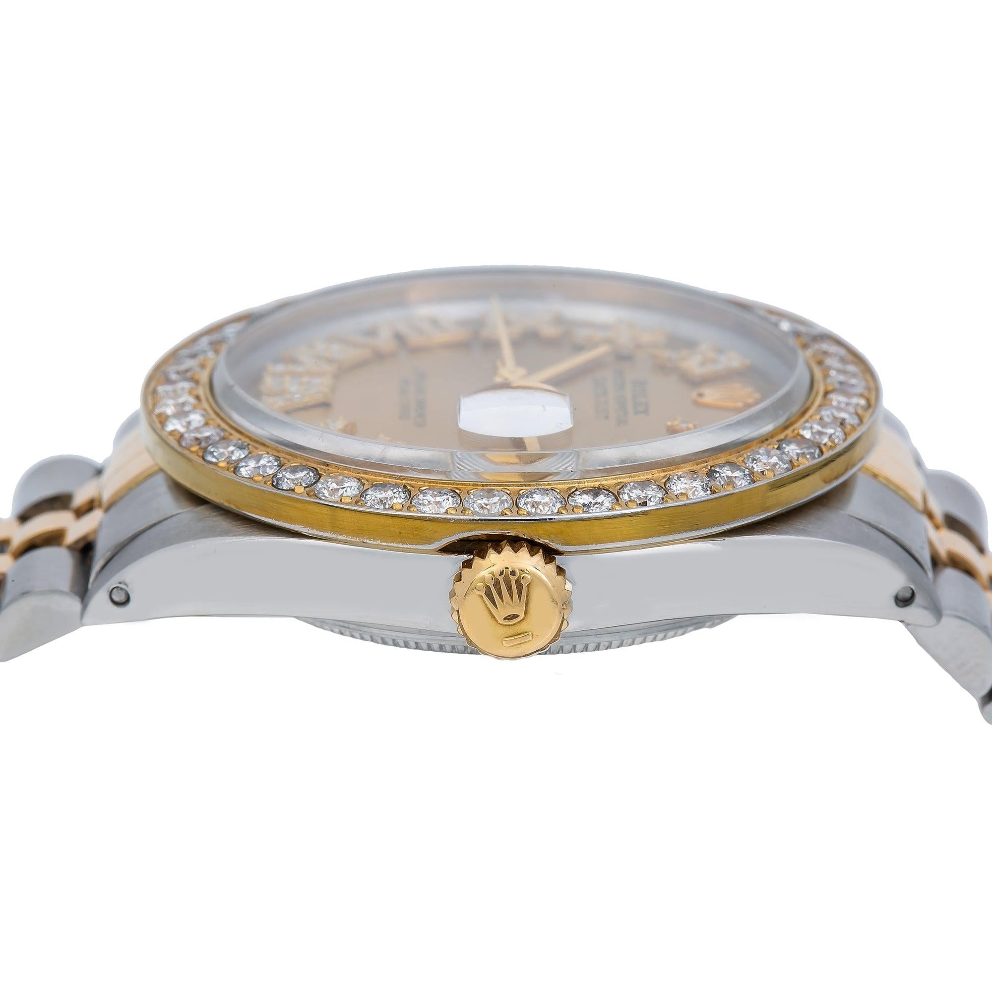 Rolex Datejust 1601 36MM Champagne Diamond Dial With Two Tone Jubilee Bracelet