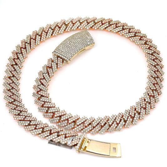 14K GOLD TWO TONE 22" / 15MM CUBAN CHAIN WITH 48.25 CT DIAMONDS