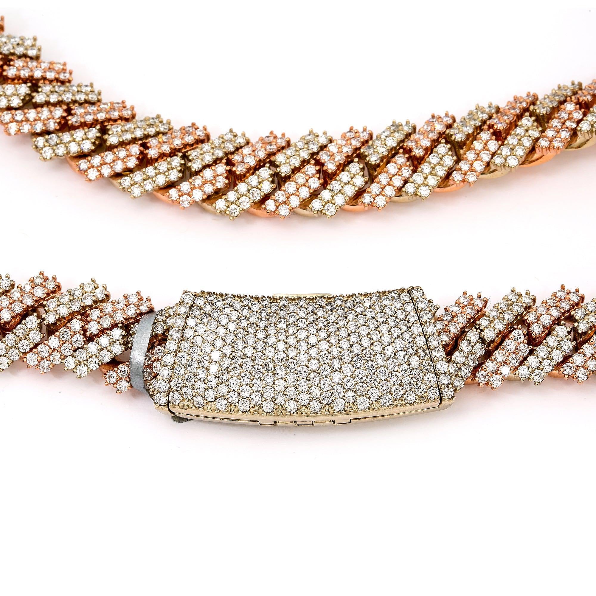 14K GOLD TWO TONE 22" / 15MM CUBAN CHAIN WITH 48.25 CT DIAMONDS