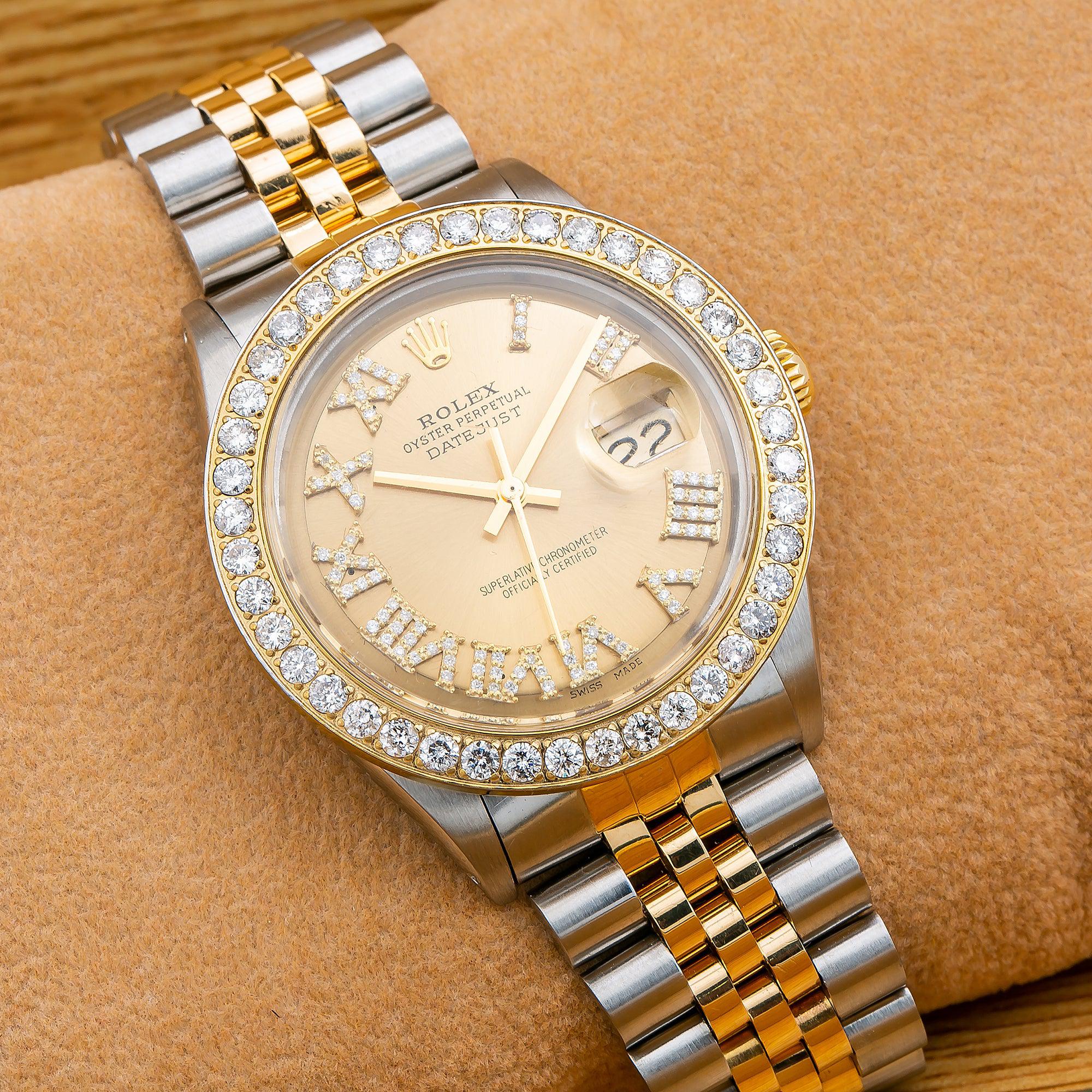 Rolex Datejust 1601 36MM Champagne Diamond Dial With Two Tone Jubilee Bracelet