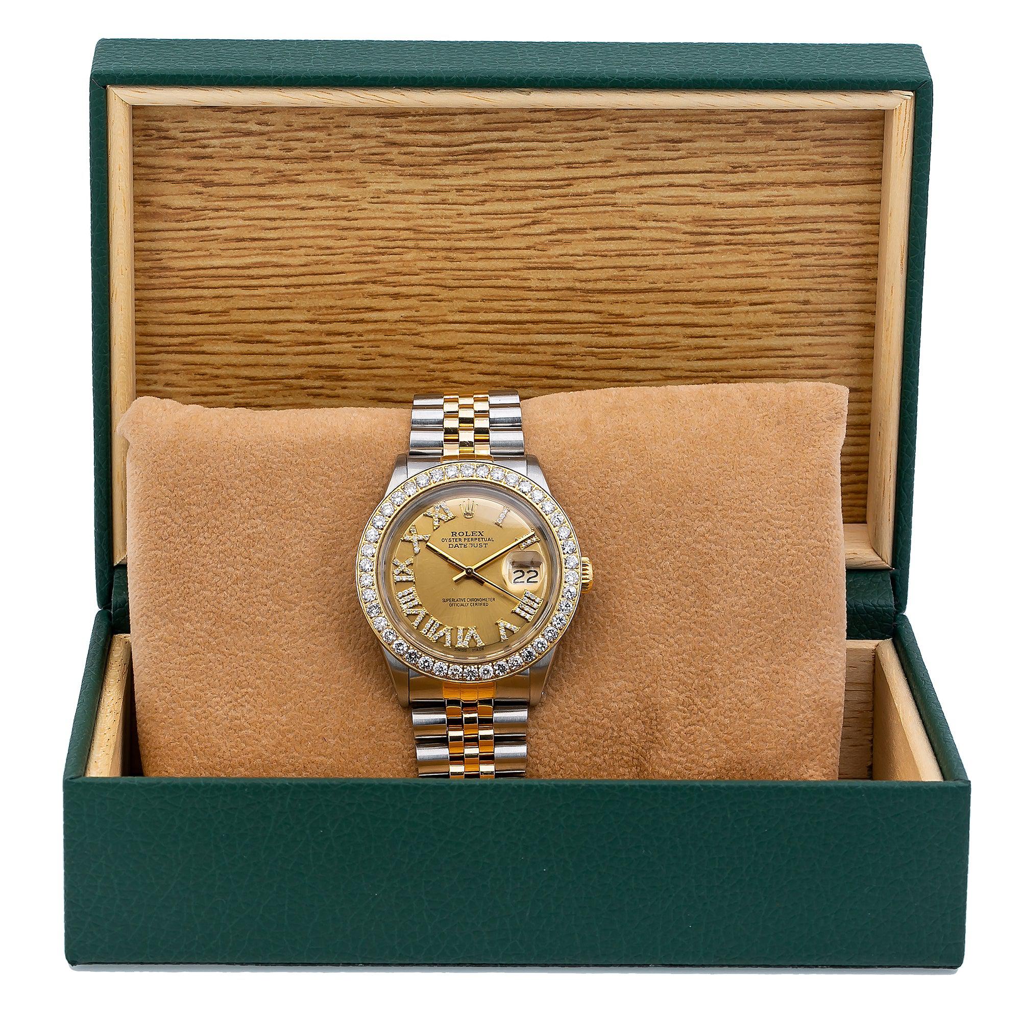 Rolex Datejust 1601 36MM Champagne Diamond Dial With Two Tone Jubilee Bracelet