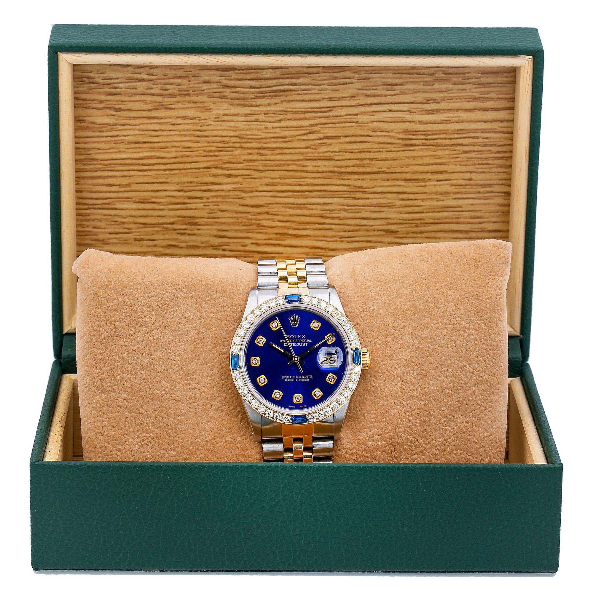 Rolex Datejust 16013 36MM Blue Diamond Dial With 2 CT Diamonds
