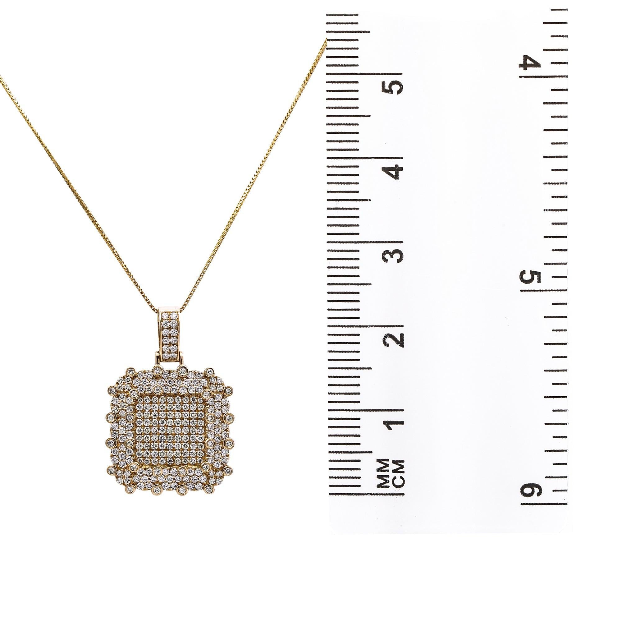 14K Yellow Gold Double Square Pendant with 3.00CT Diamonds