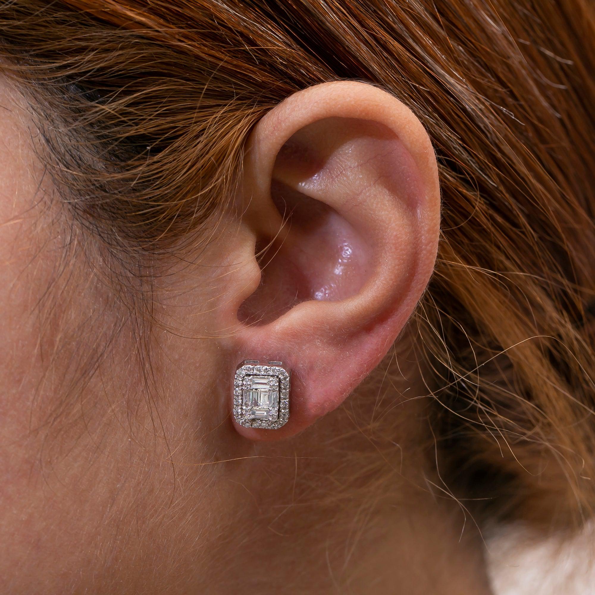 Women's 18K White Gold 0.85 CT Diamond Earrings