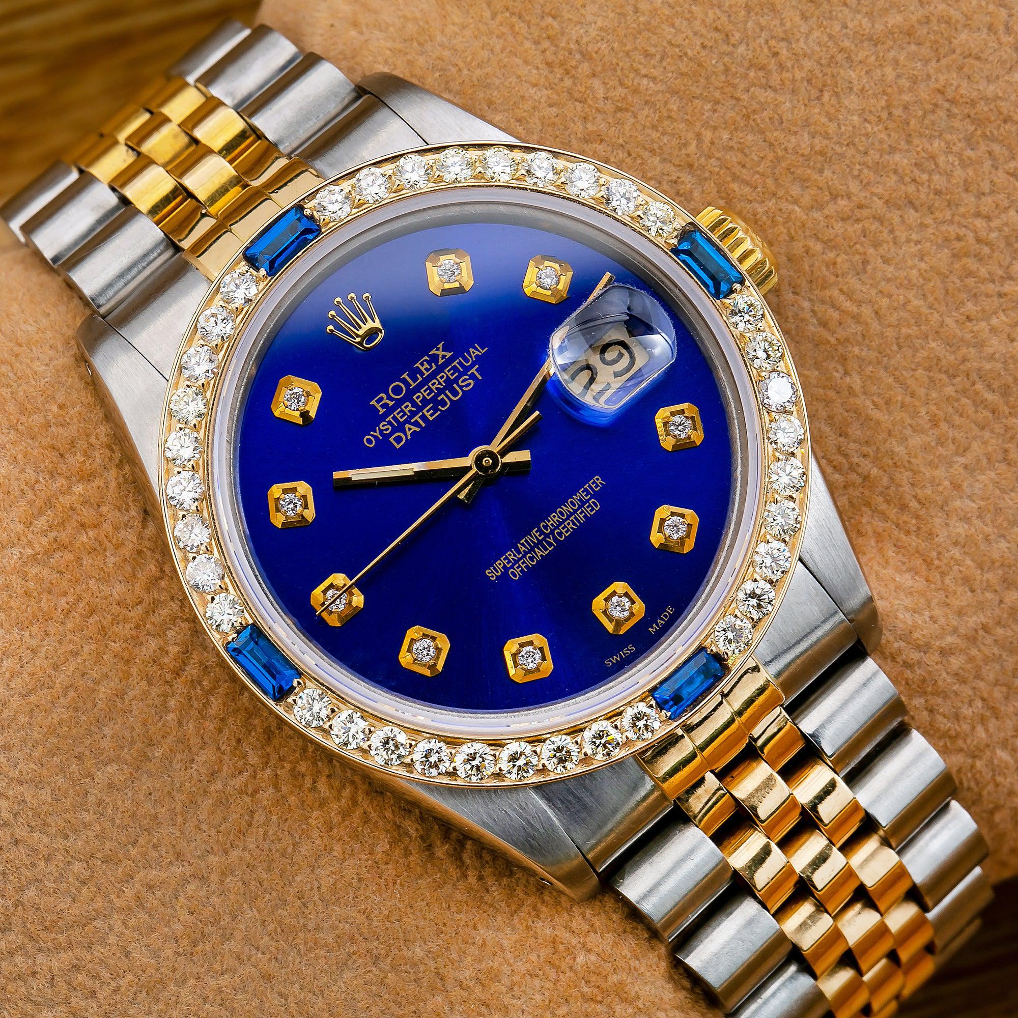 Rolex Datejust 16013 36MM Blue Diamond Dial With 2 CT Diamonds