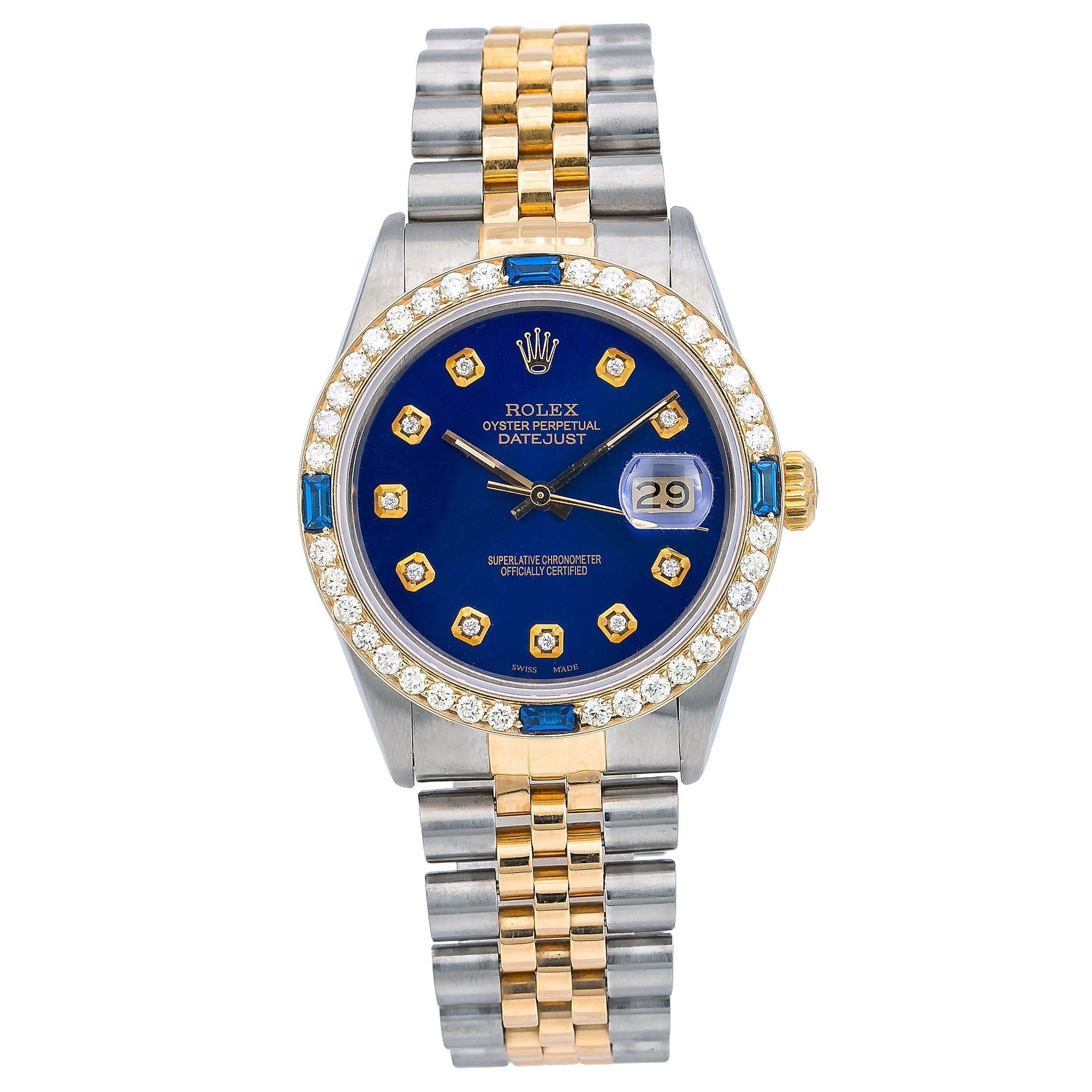 Rolex Datejust 16013 36MM Blue Diamond Dial With 2 CT Diamonds