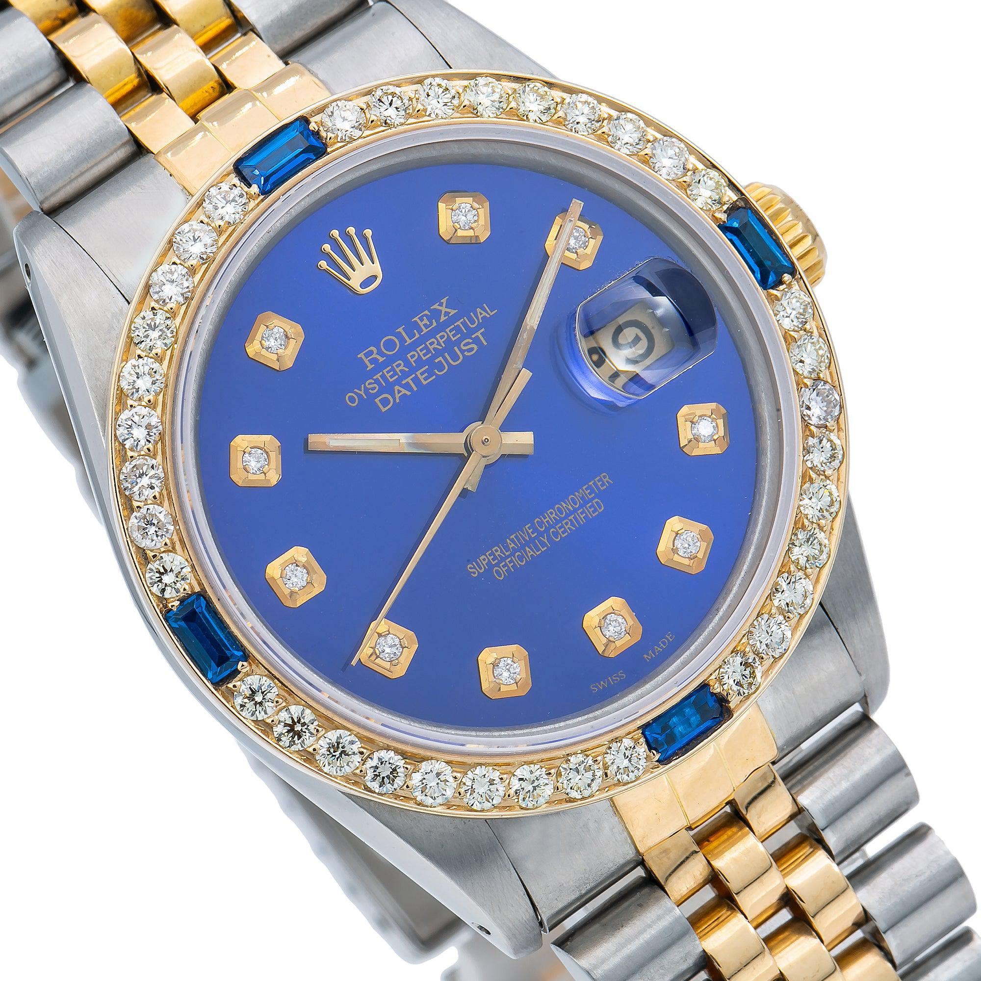 Rolex Datejust 16013 36MM Blue Diamond Dial With 2 CT Diamonds