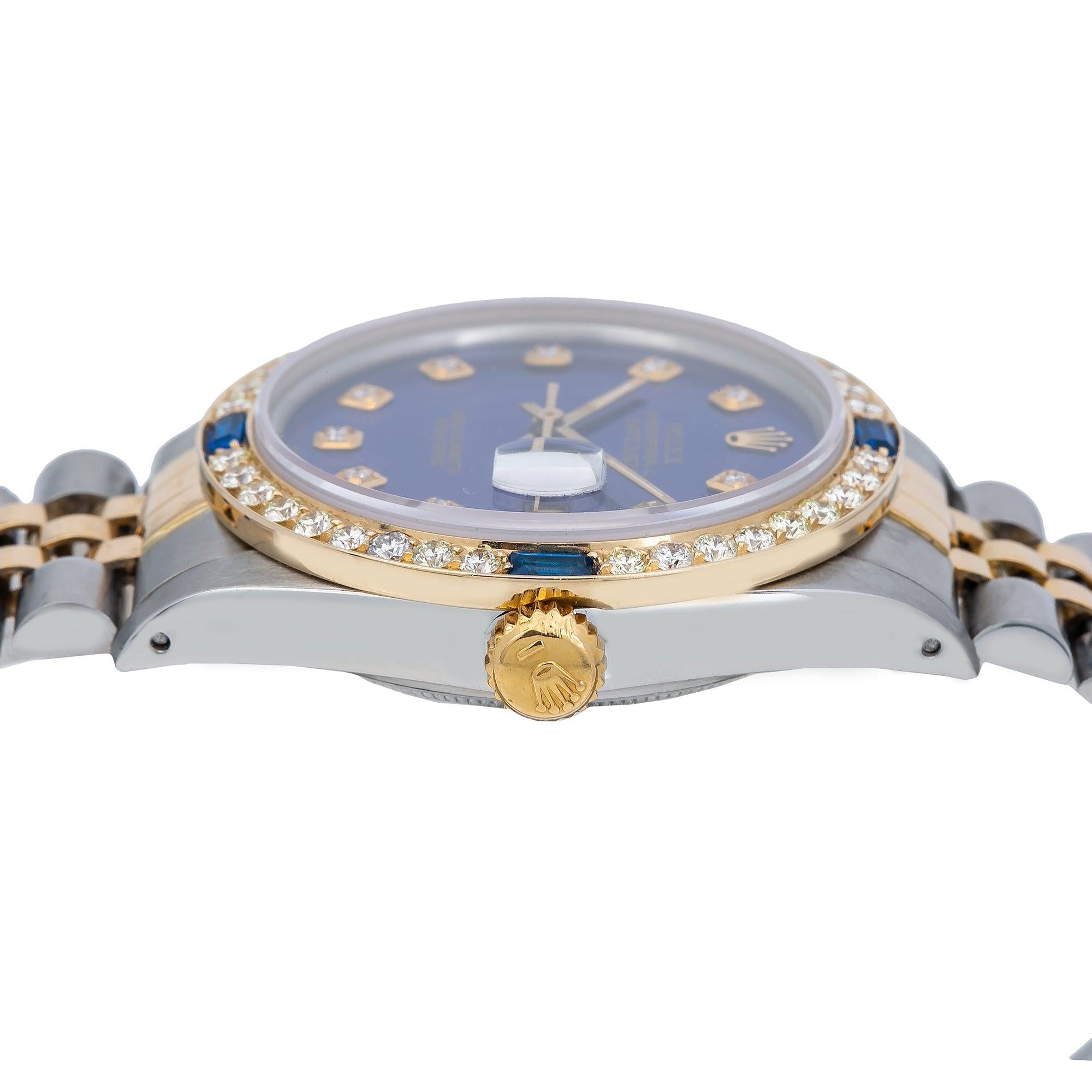 Rolex Datejust 16013 36MM Blue Diamond Dial With 2 CT Diamonds