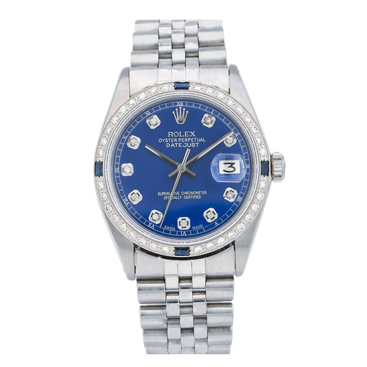 Rolex Datejust 1603 36MM Blue Custom Diamond Dial With 1.25 CT Diamonds