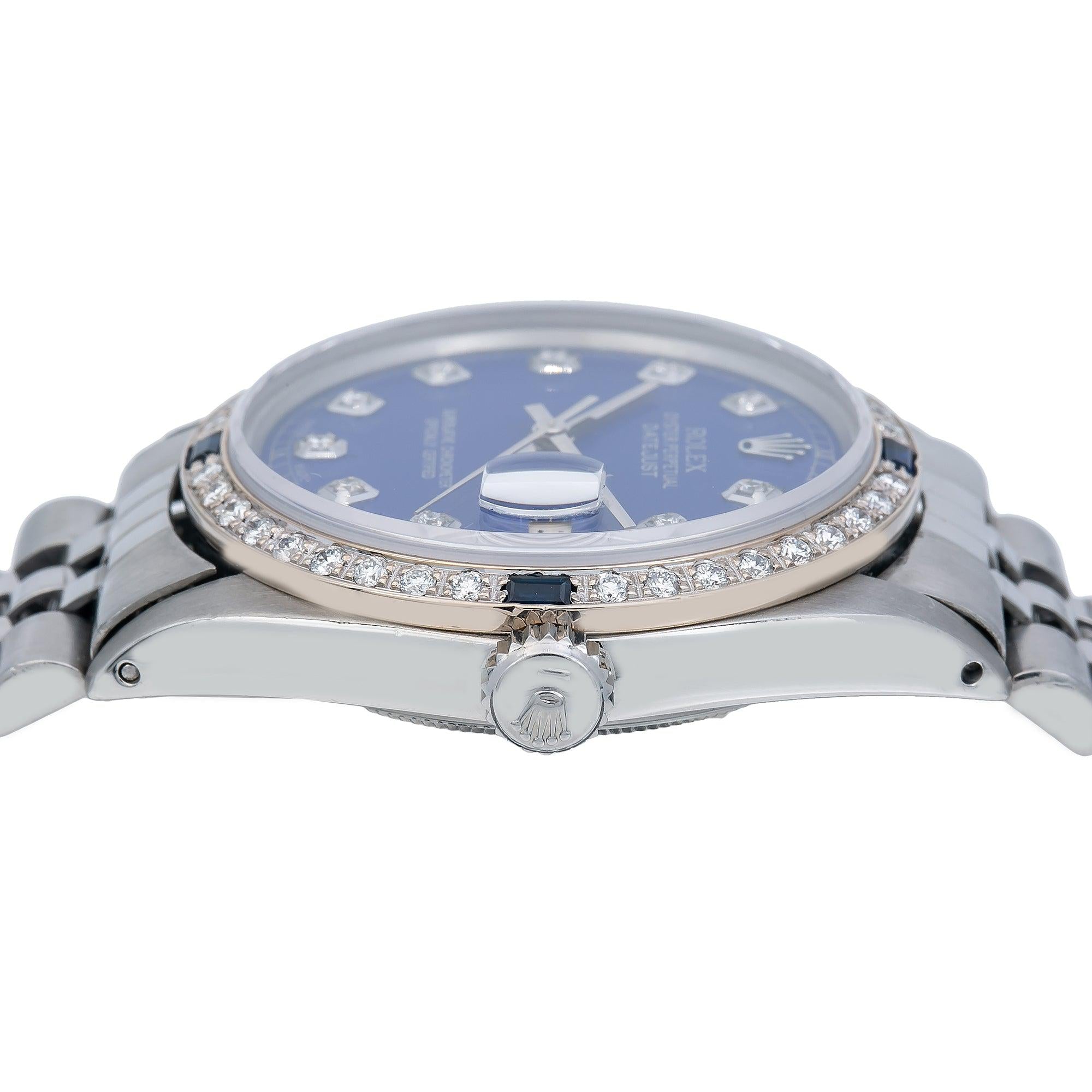 Rolex Datejust 1603 36MM Blue Custom Diamond Dial With 1.25 CT Diamonds