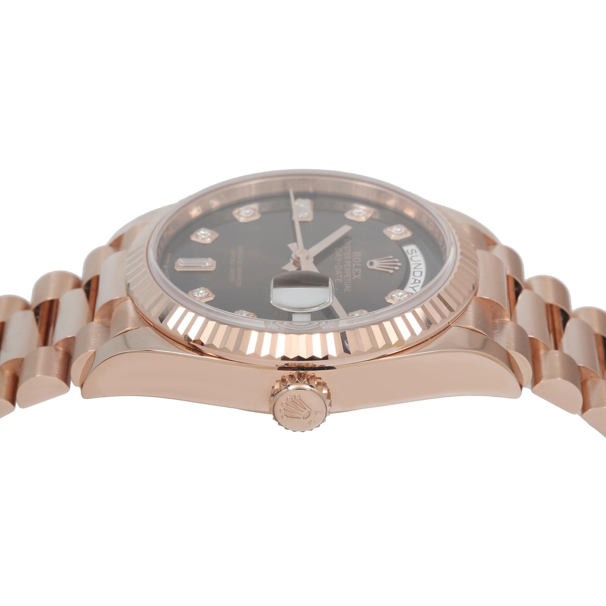 Rolex Day-Date 128235CHDP 36MM Chocolate Diamond Dial With Rose Gold Presidential Bracelet