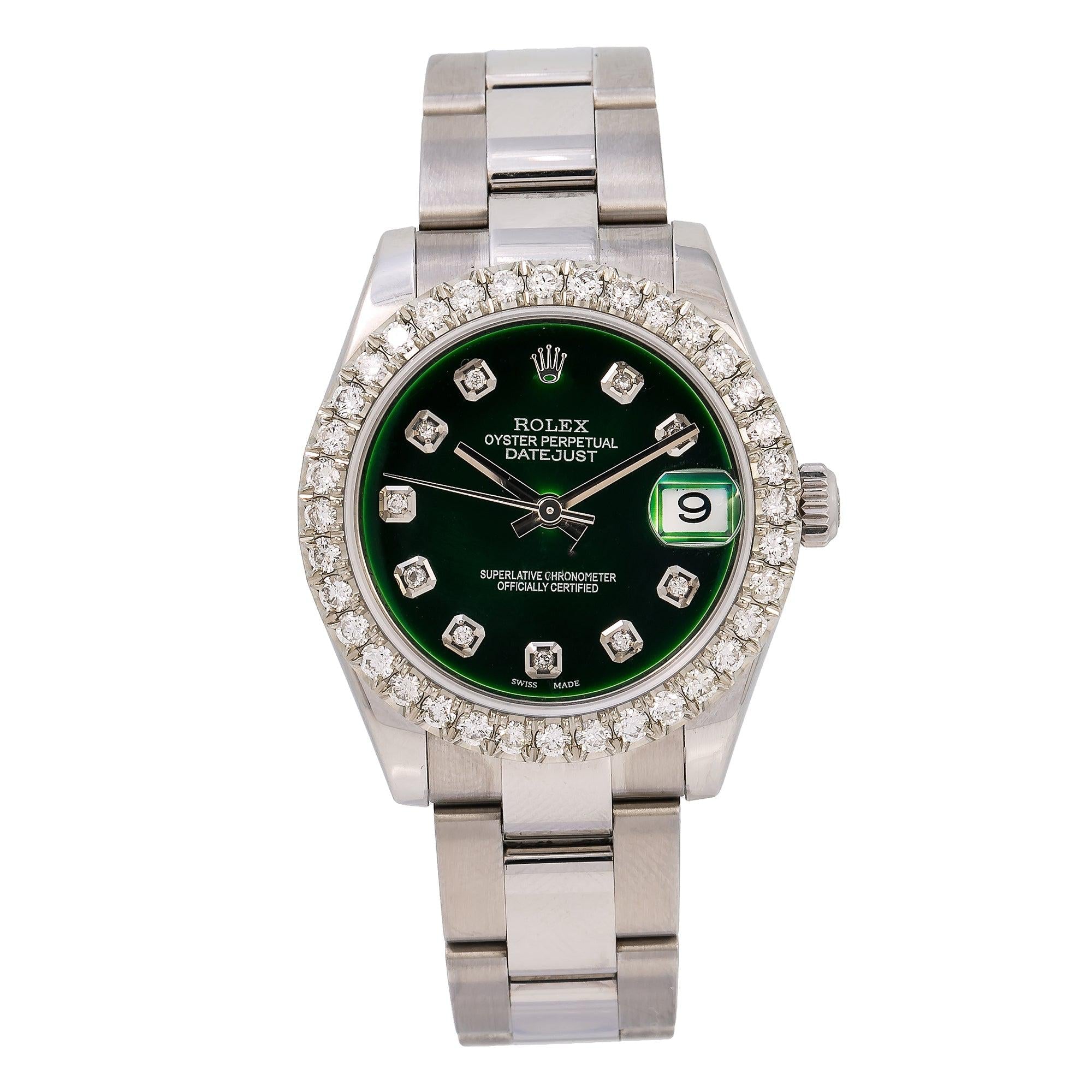 Rolex Lady-Datejust 178240 31MM Green Diamond Dial With Stainless Steel Bracelet