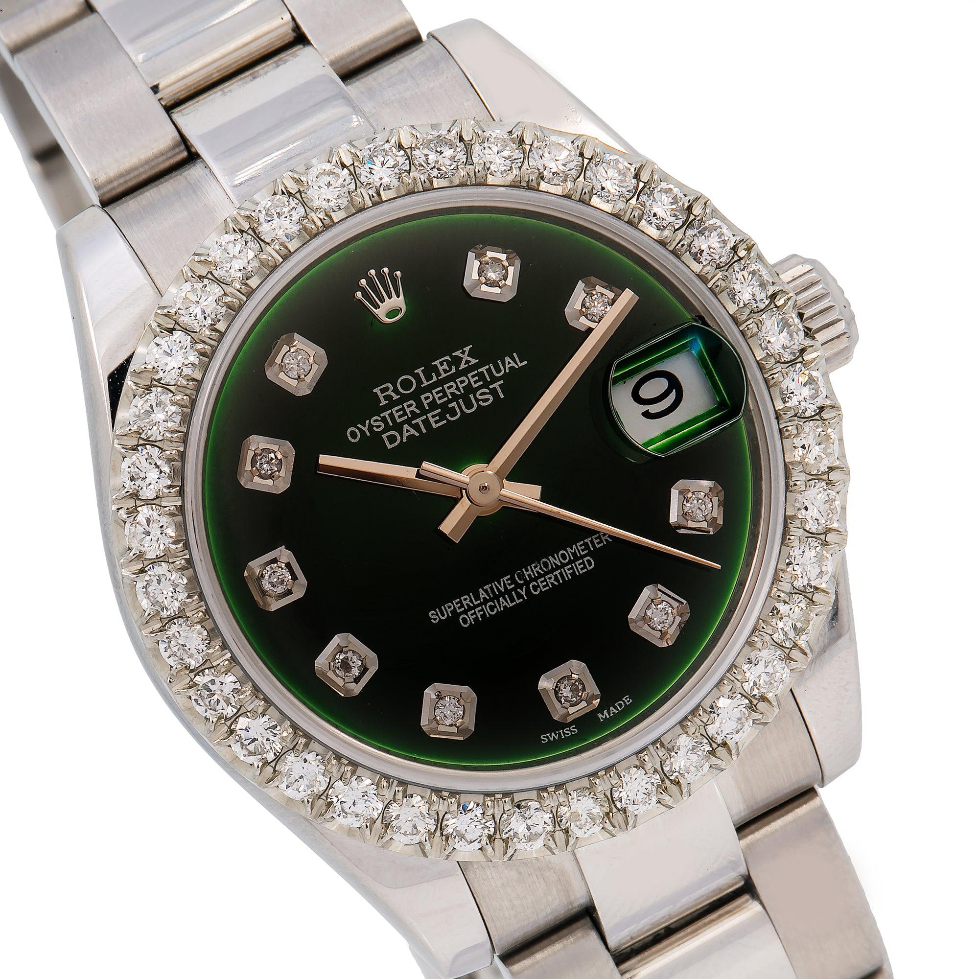 Rolex Lady-Datejust 178240 31MM Green Diamond Dial With Stainless Steel Bracelet