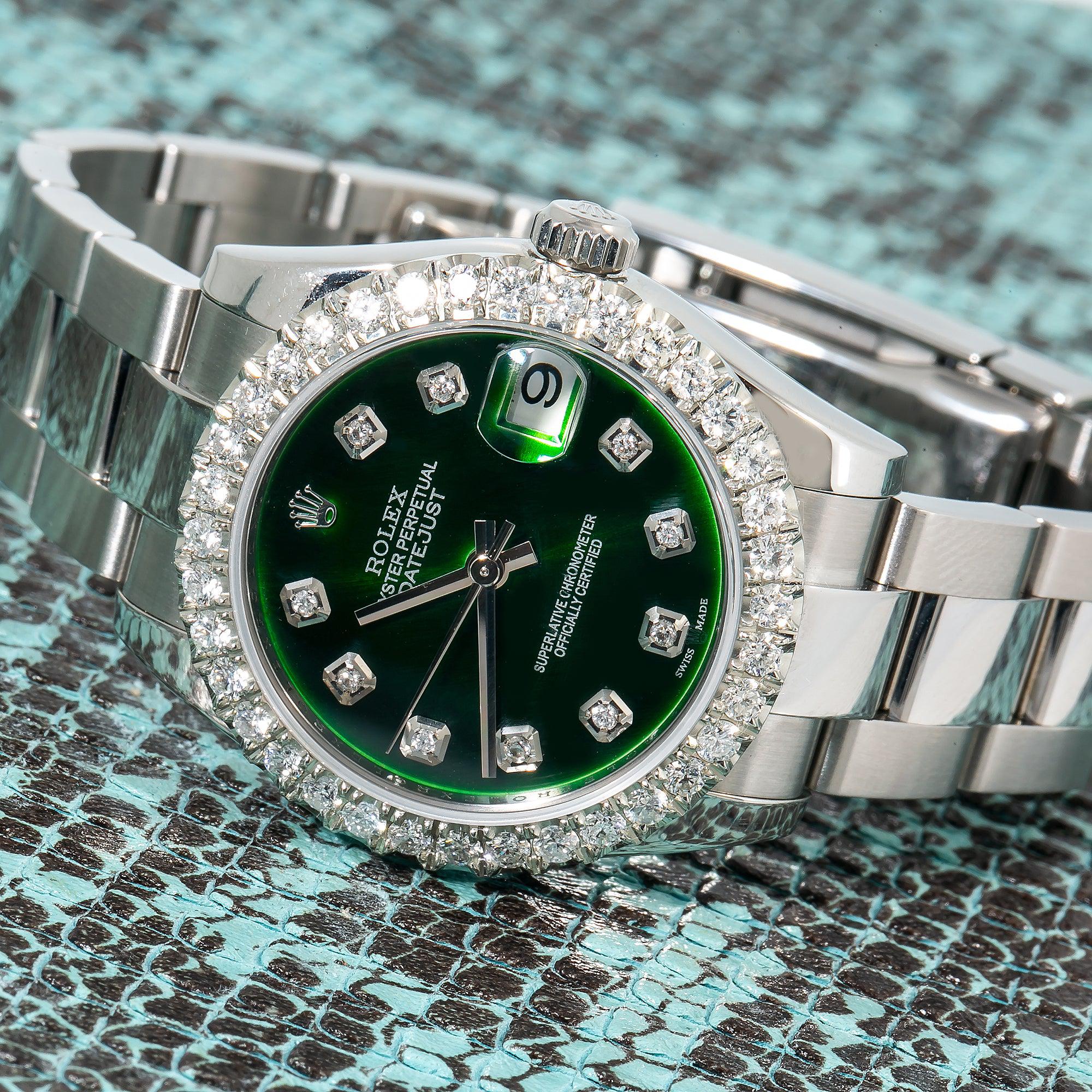 Rolex Lady-Datejust 178240 31MM Green Diamond Dial With Stainless Steel Bracelet