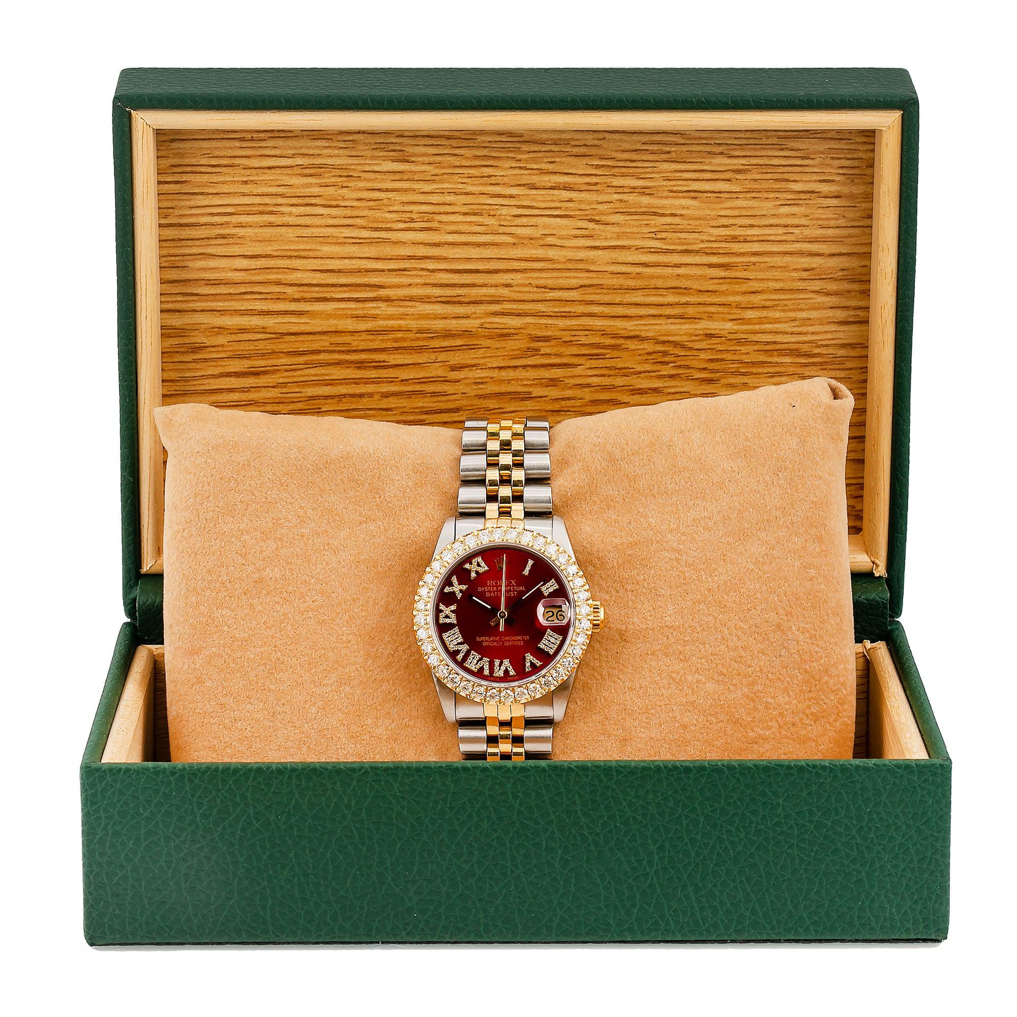 Rolex Lady-Datejust 68273 31MM Red Diamond Dial With Two Tone Bracelet