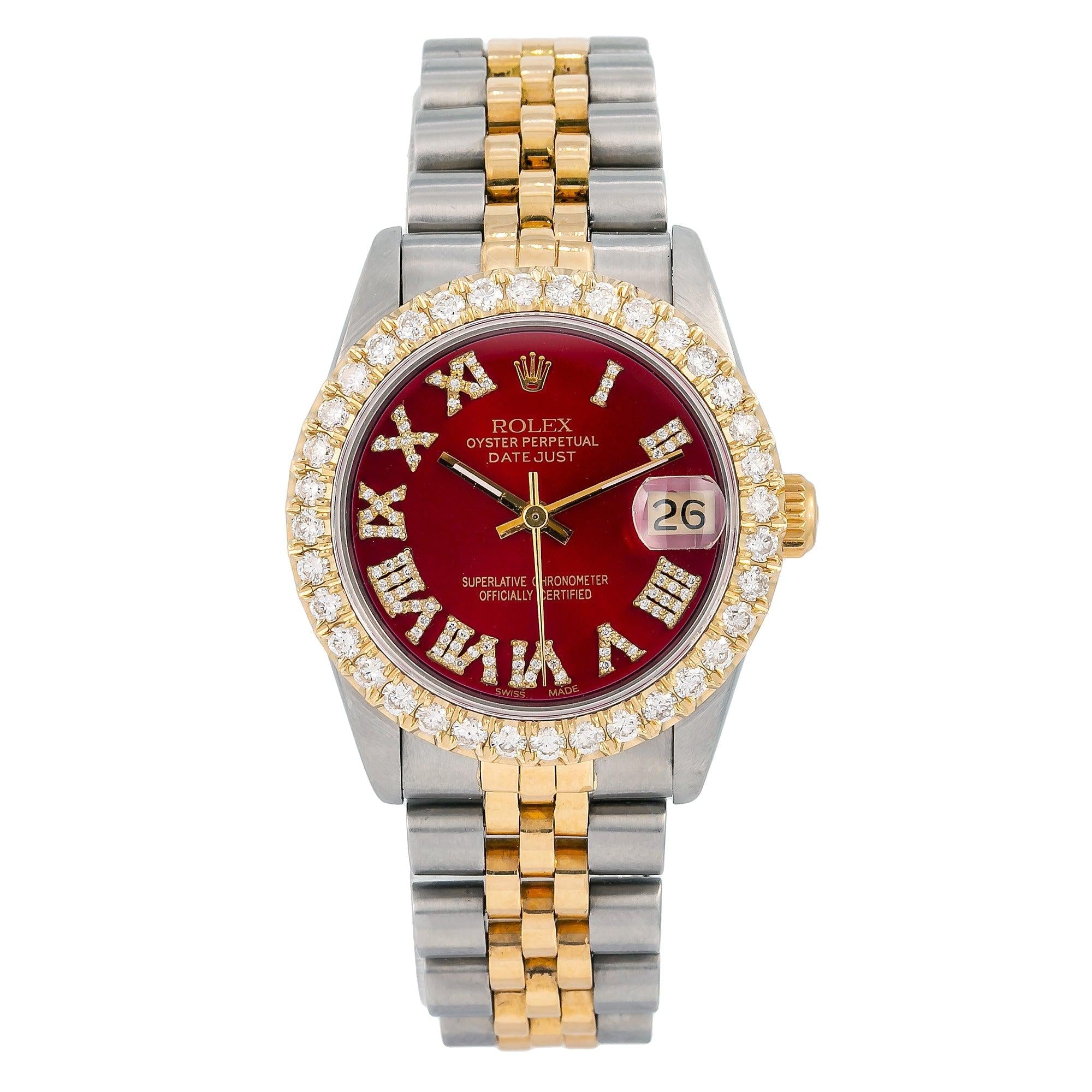 Rolex Lady-Datejust 68273 31MM Red Diamond Dial With Two Tone Bracelet