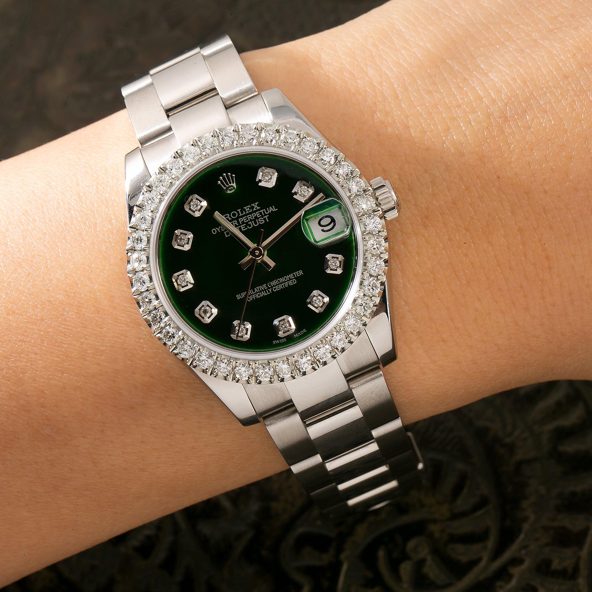 Rolex Lady-Datejust 178240 31MM Green Diamond Dial With Stainless Steel Bracelet