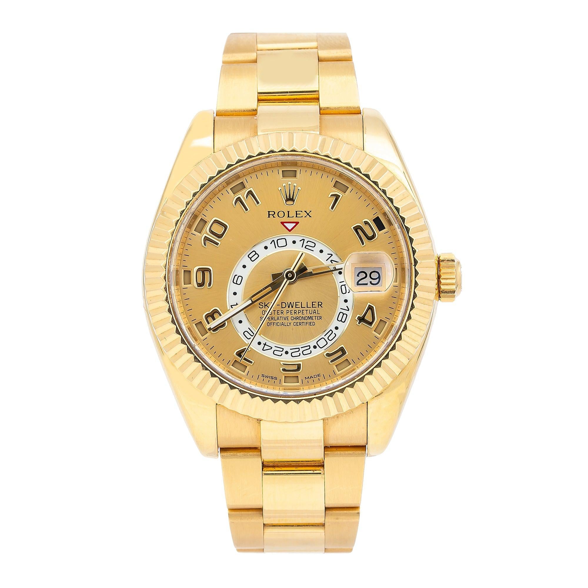 Rolex Sky-Dweller 326938 42MM Champagne Dial With Yellow Gold Oyster Bracelet