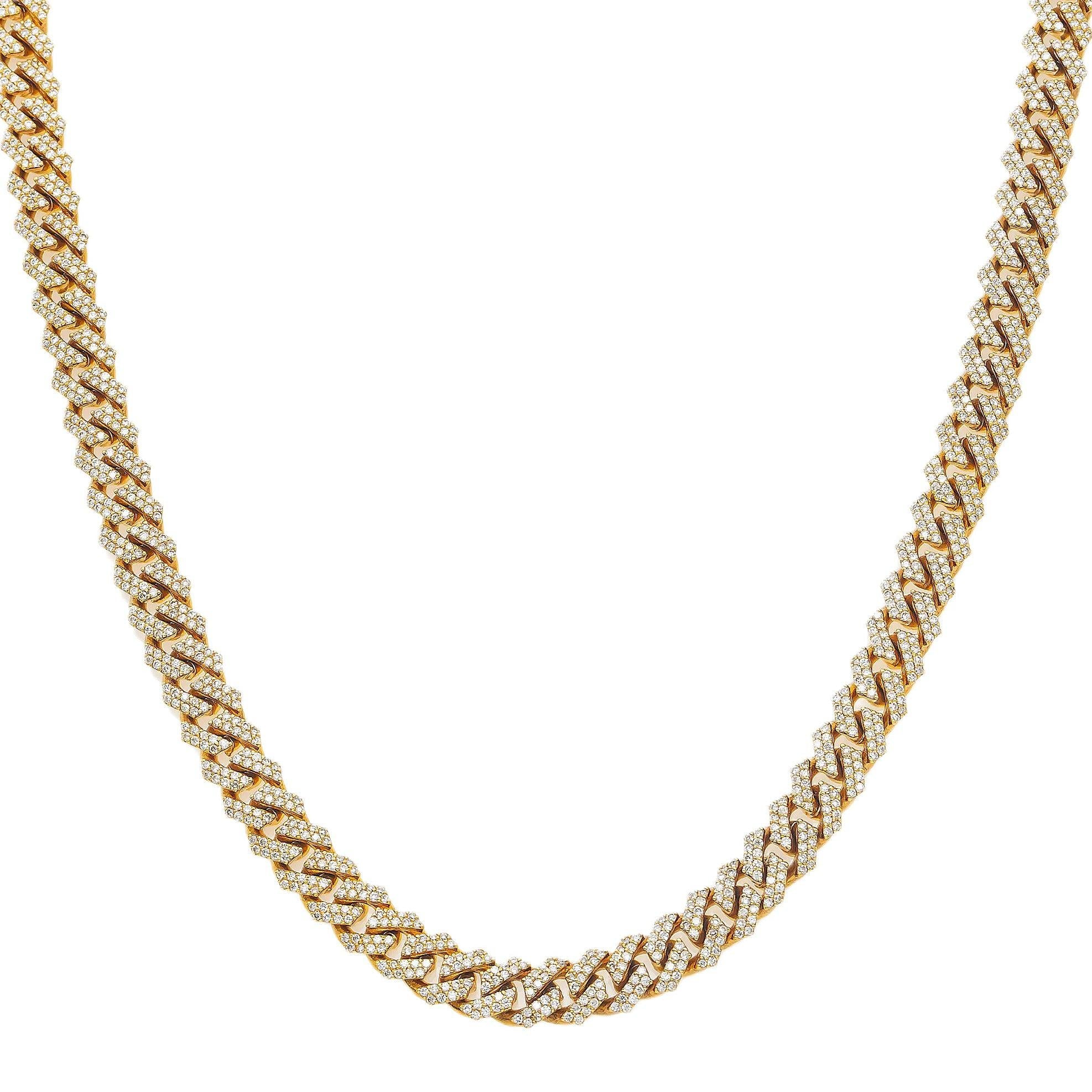 14K GOLD DIAMOND 20"/7MM CUBAN LINK CHAIN 7.56 CT