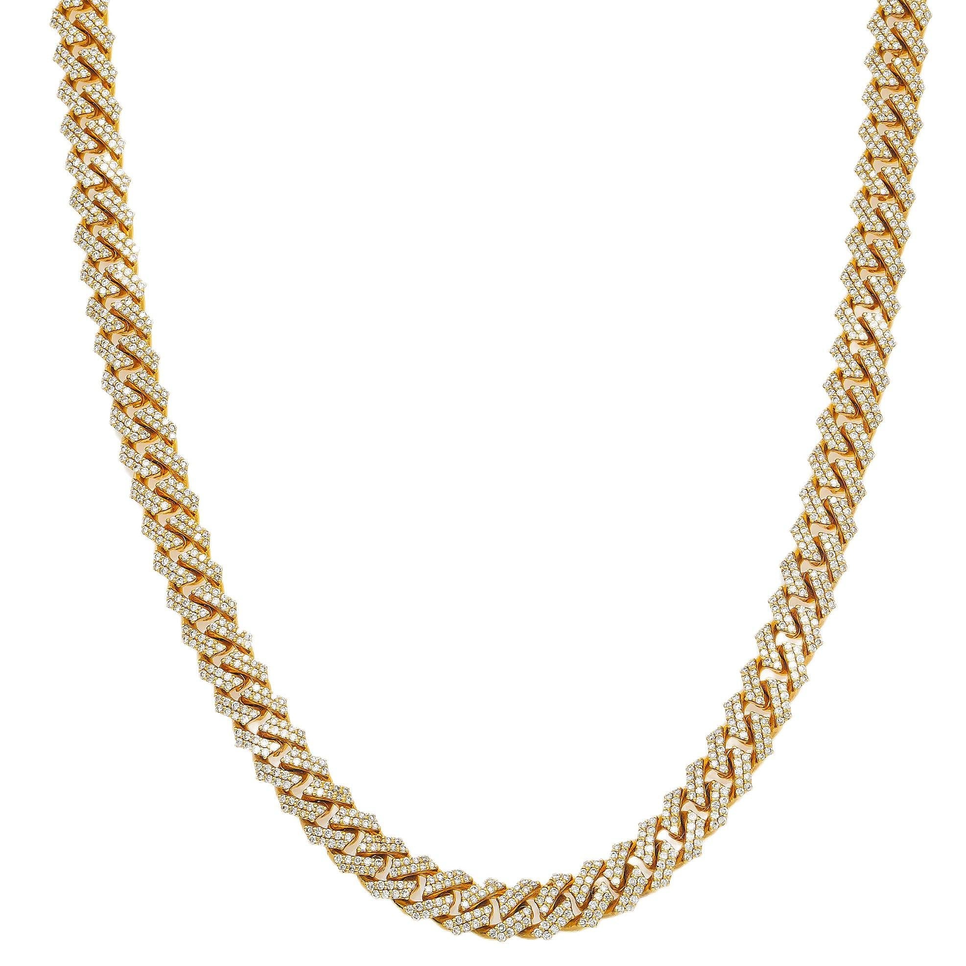 14K GOLD DIAMOND 16"/7MM CUBAN LINK CHAIN 6.50 CT