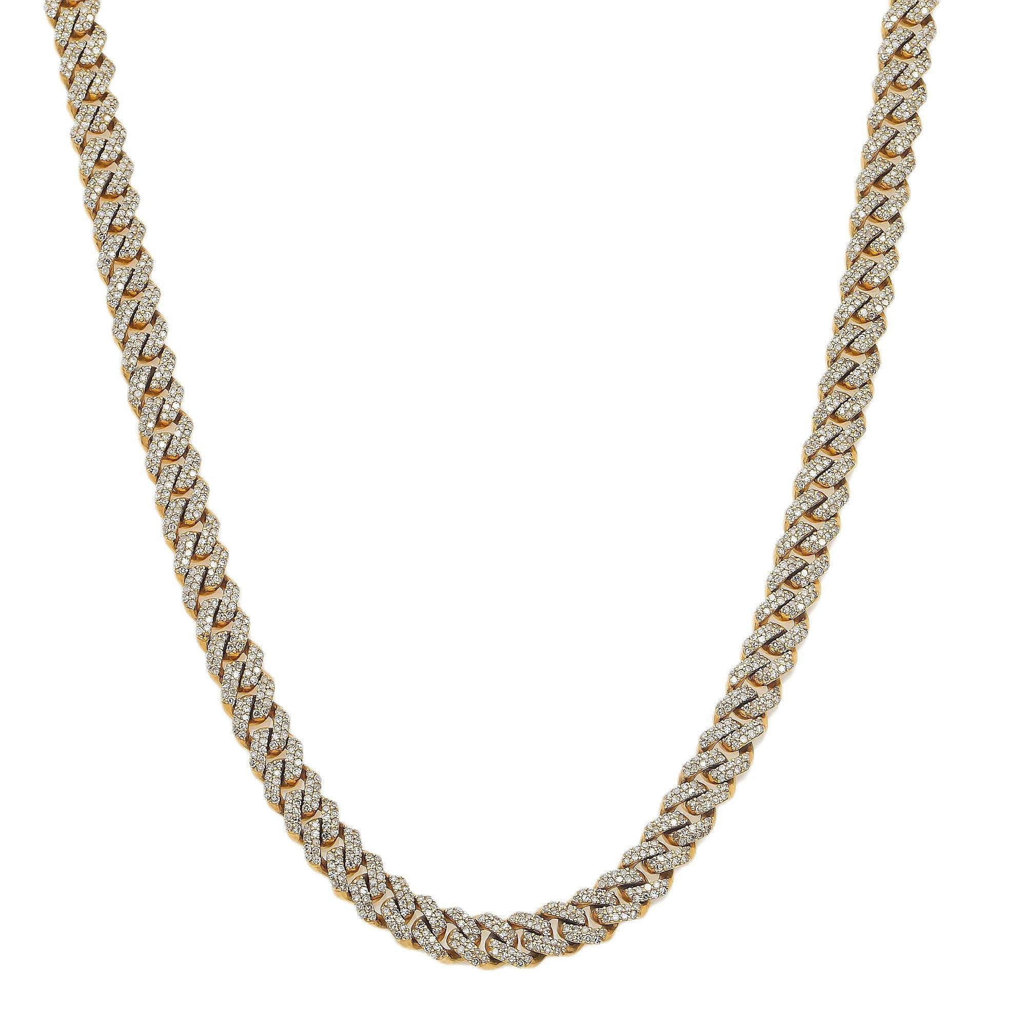 14K GOLD DIAMOND 20"/6MM CUBAN LINK CHAIN 8.10 CT