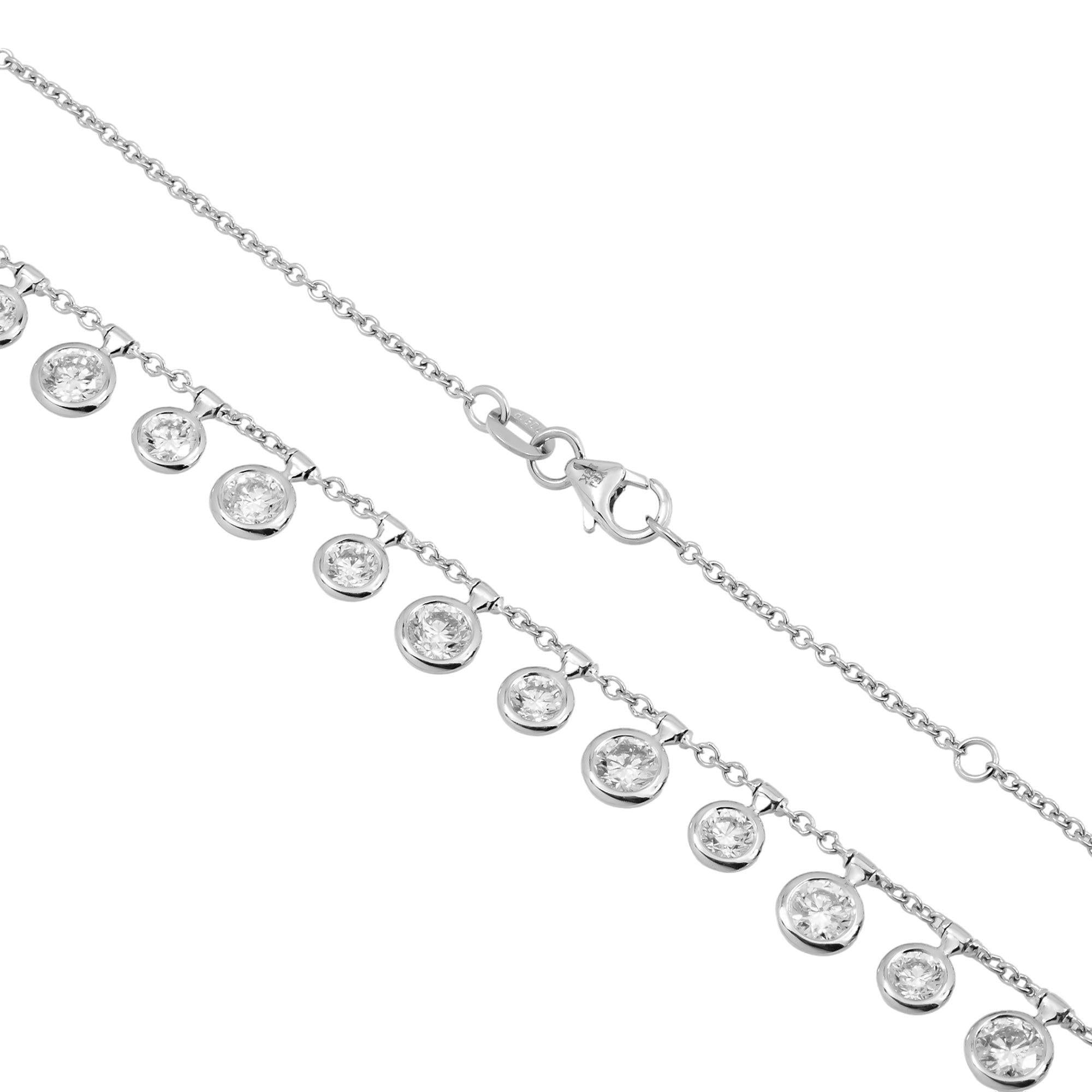 18K GOLD ROUND DIAMOND CIRCLES NECKLACE 4.45 CT